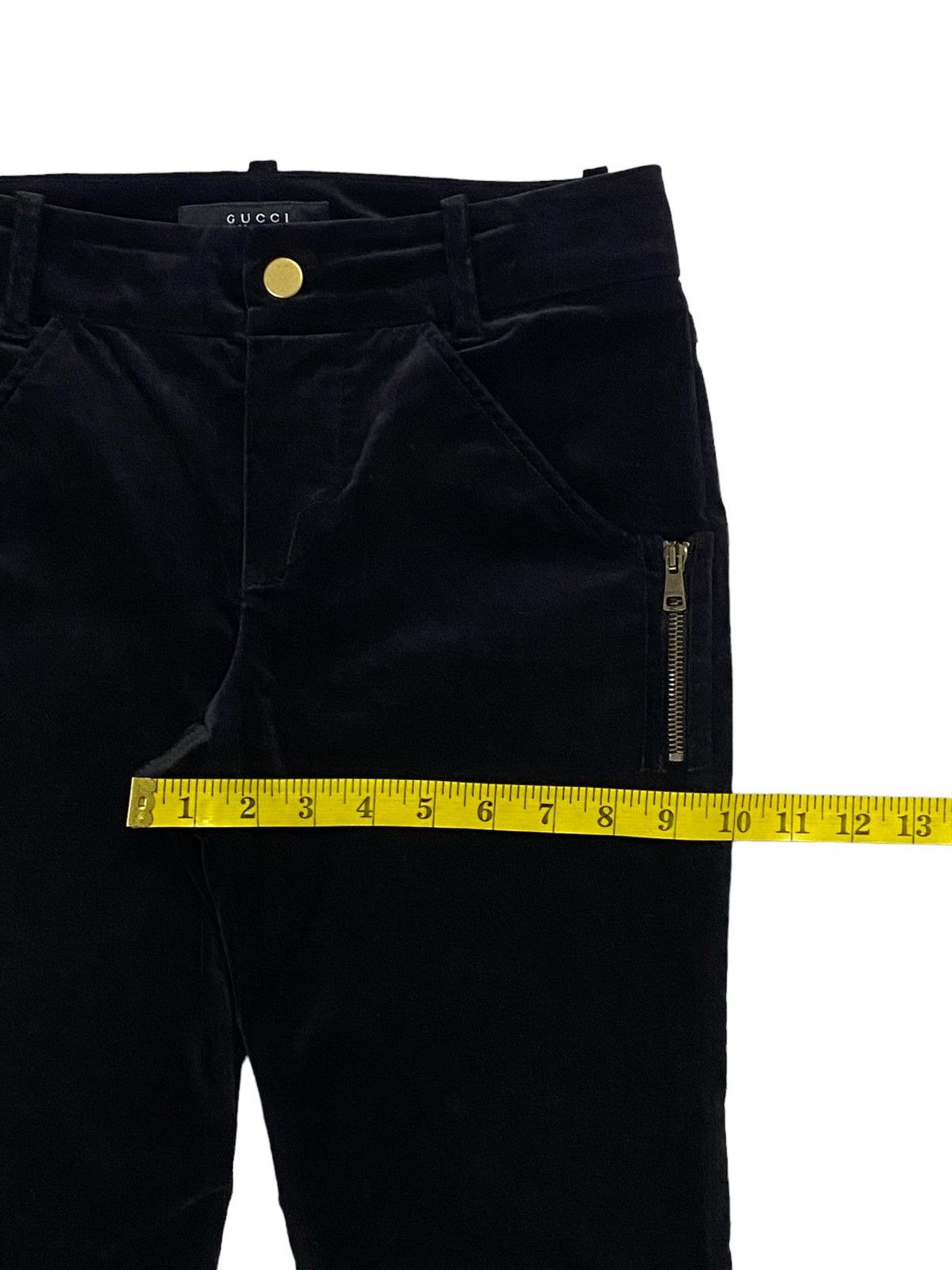 Gucci Gucci Velvet GG Interlock Logo Side Pocket Zip Flare Pants Size 26" / US 2 / IT 38 - 9 Thumbnail