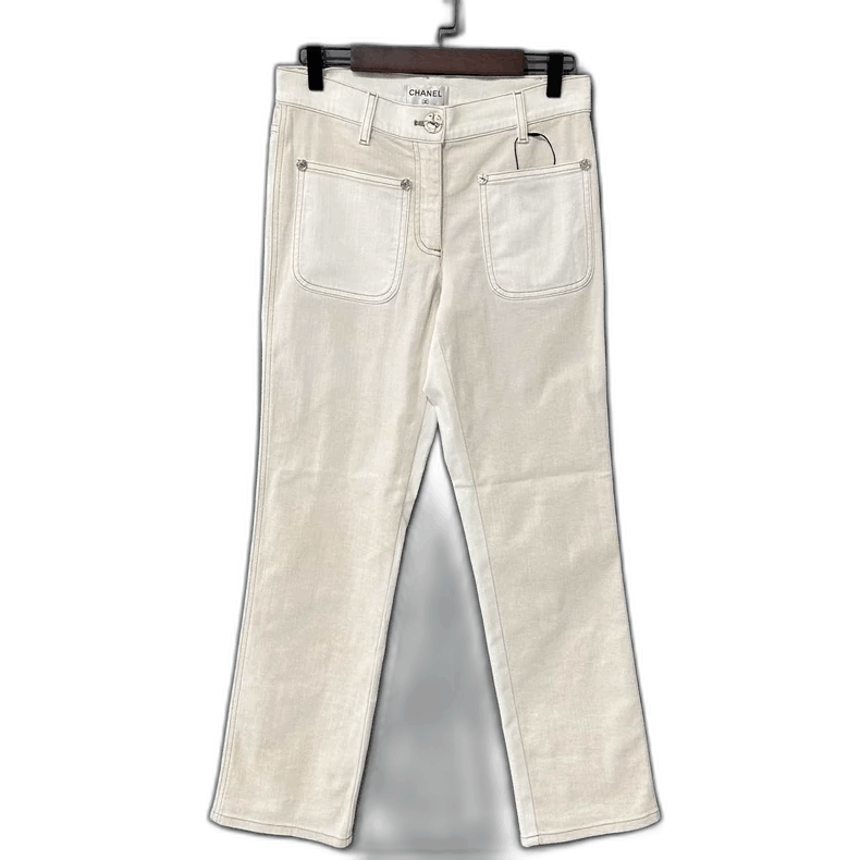 Chanel Chanel Beige Denim Trousers 99% New -2505 Size US 36 / EU 52 - 1 Thumbnail