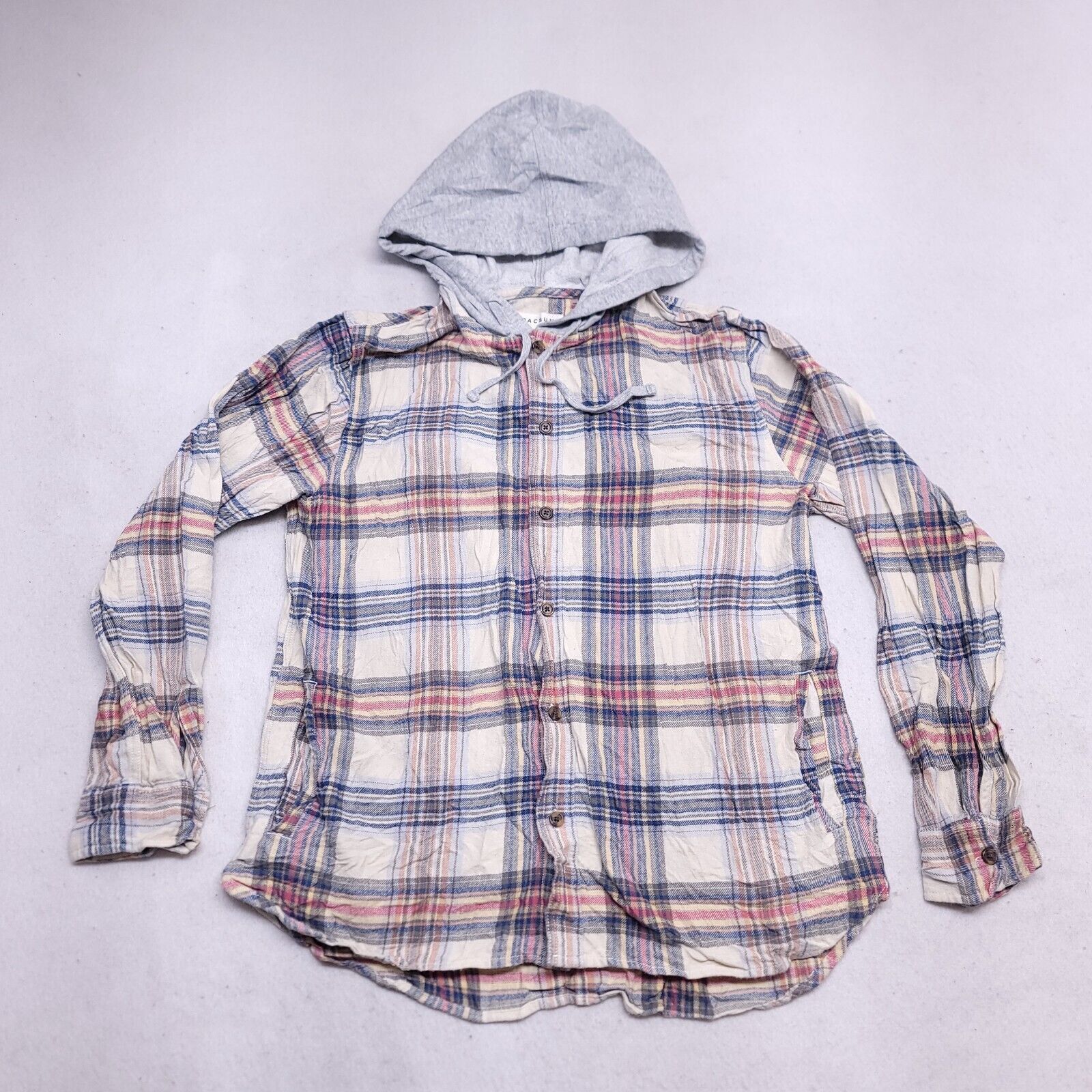 Pacsun PacSun Casual Button Up Hoodie Mens Size Large L Beige Blue Size US L / EU 52-54 / 3 - 2 Thumbnail