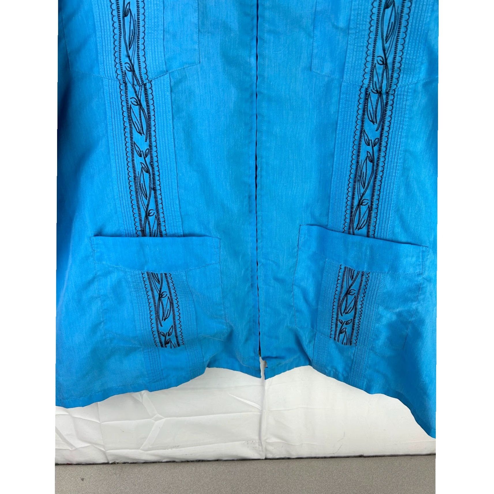 Haband VINTAGE Haband Guayabera Shirt Mens 4XL Blue Zip Front Embroidered 4-Pocket Size US XXL / EU 58 / 5 - 4 Thumbnail