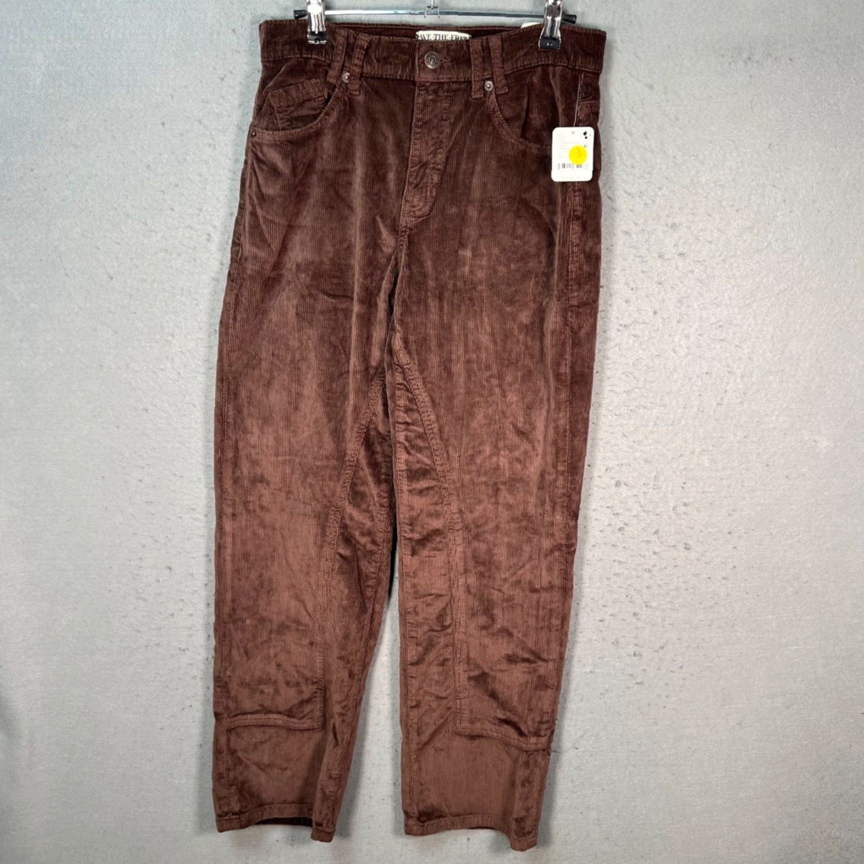Free People Free People Womens 27 Corduroy Risk Taker High Rise Straight Leg Pants Brown NEW Size 27" / US 4 / IT 40 - 2 Thumbnail