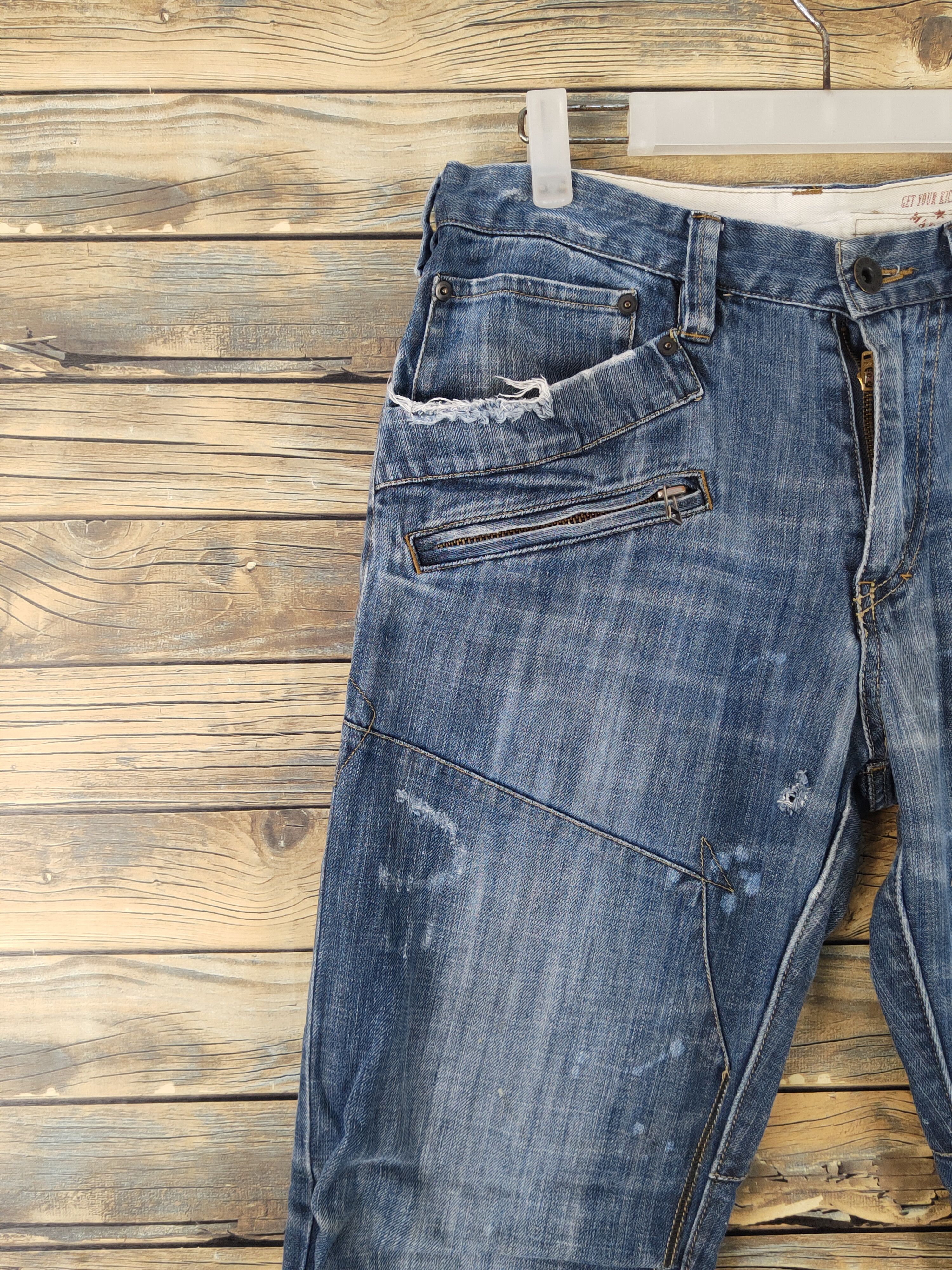 Avirex Avirex Blue multipocket Distressed Ripped denim Jeans #W1694 Size US 30 / EU 46 - 3 Thumbnail