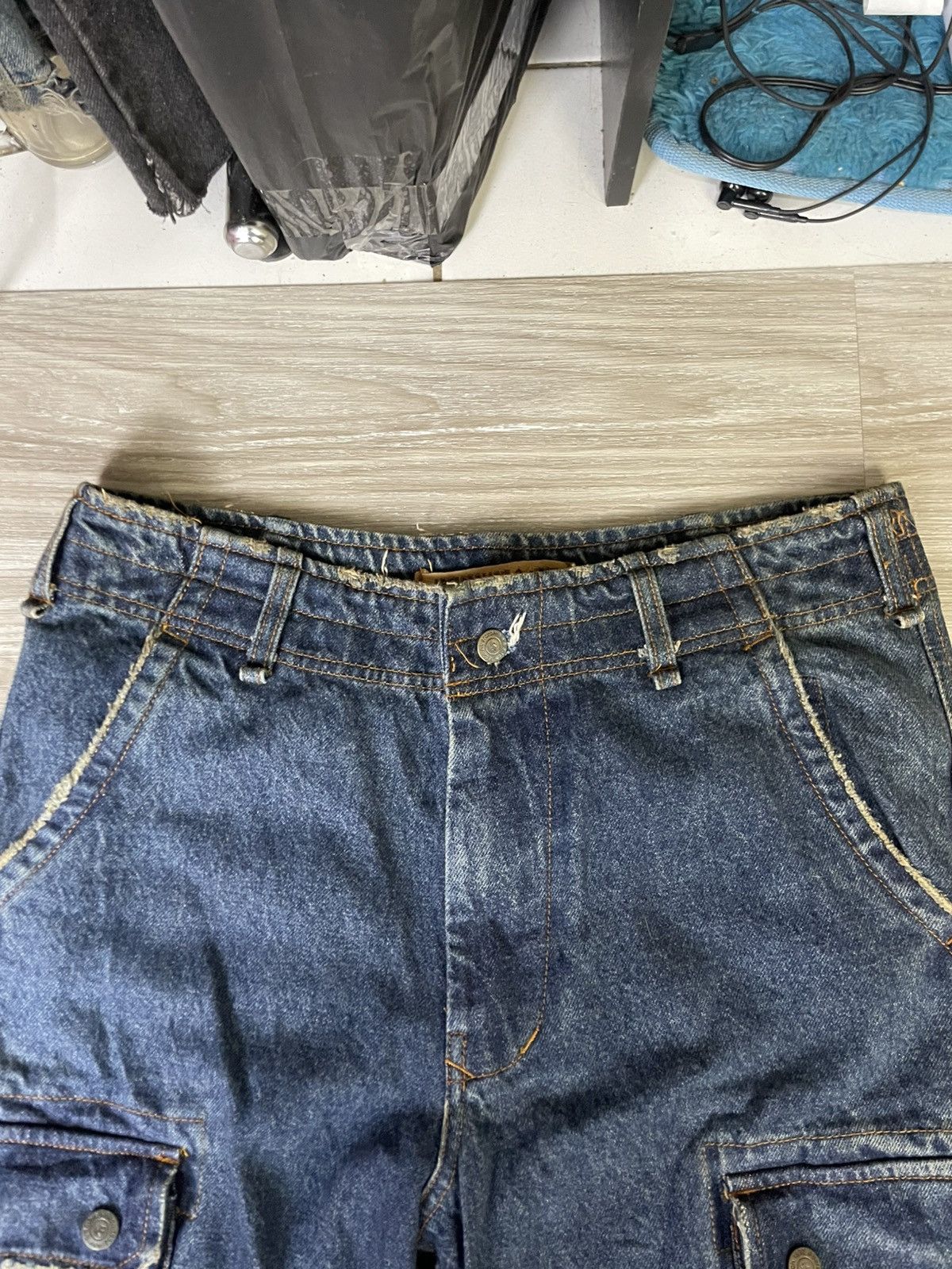 Abercrombie & Fitch × Vintage Abercrombie & Fitch Cargo Multi Pocket Blue Baggy Jeans Size US 37 - 5 Thumbnail