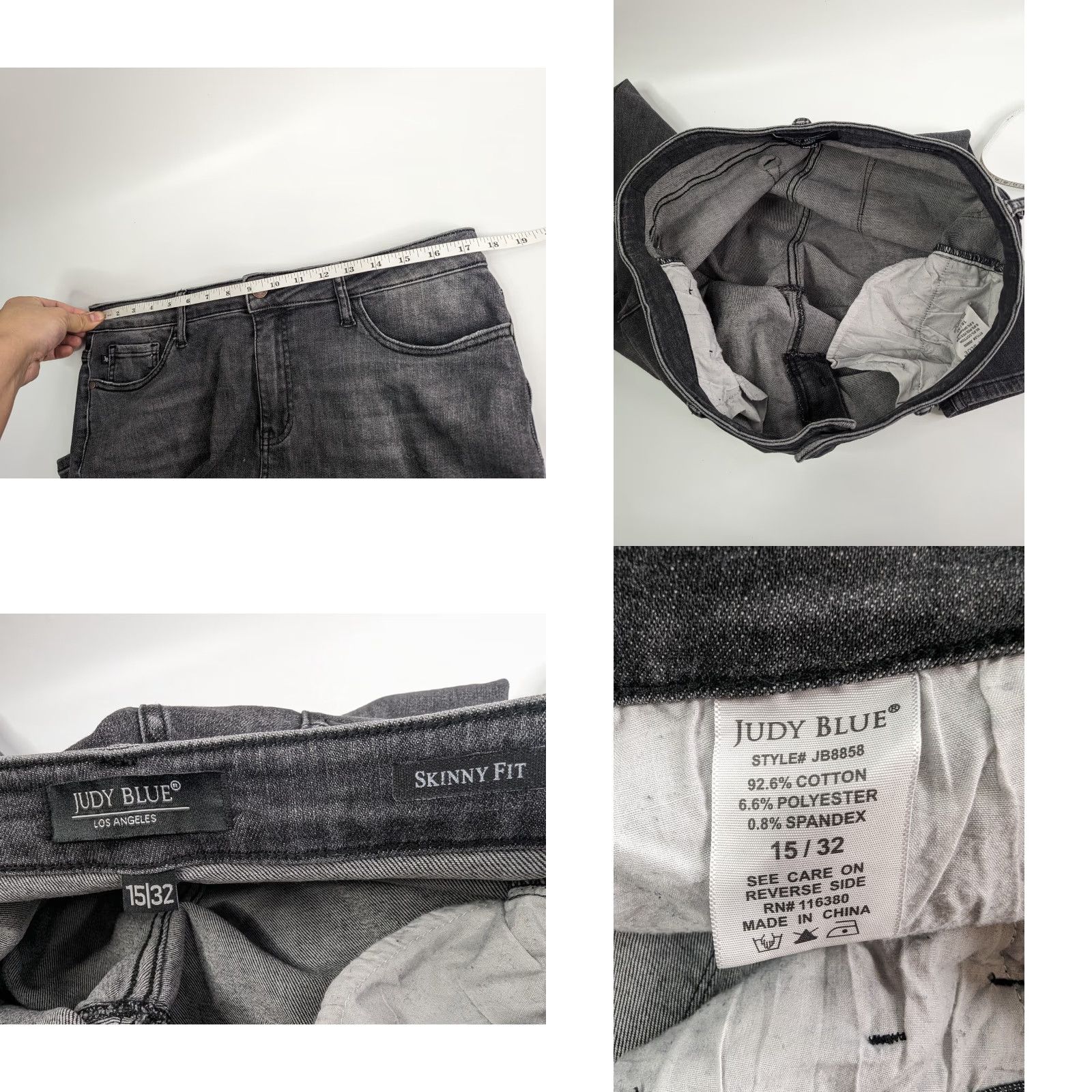 Denime Judy Blue Jeans Womens 15/32 Skinny Fit Grey Wash Denim JB8858 Los Angeles Size 36" / US 14 / IT 50 - 8 Thumbnail