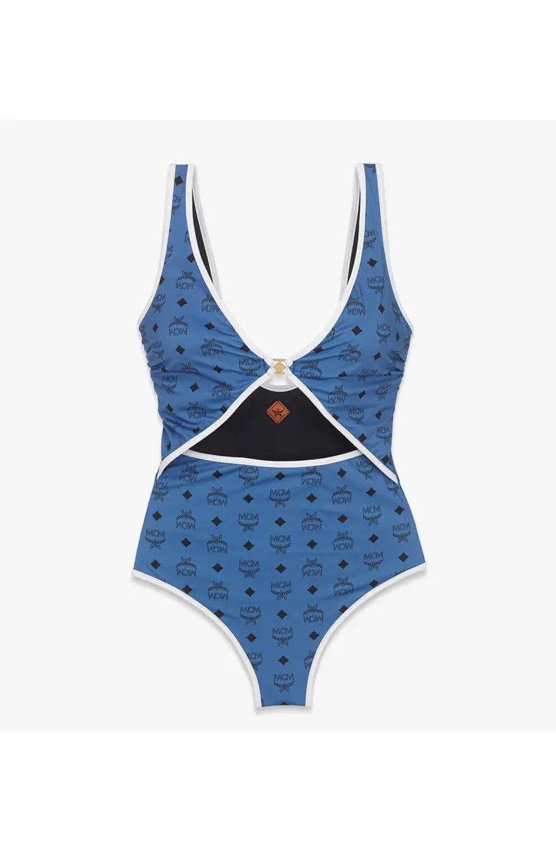 MCM o1mt1gz0126 Monogram Print Swimsuit in Blue Size L / US 10 / IT 46 - 1 Thumbnail