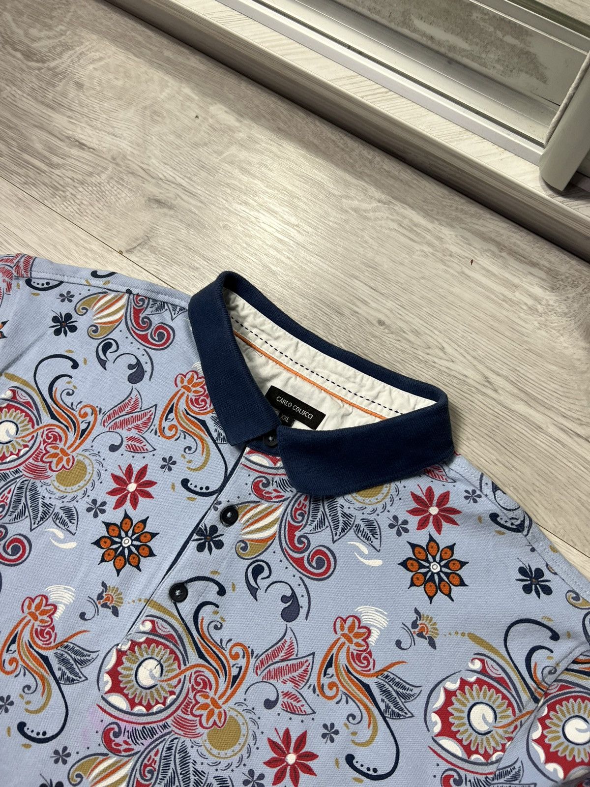 Carlo Colucci Vintage Carlo Colucci All Over Printed Polo Shirt Size US XL / EU 56 / 4 - 7 Thumbnail