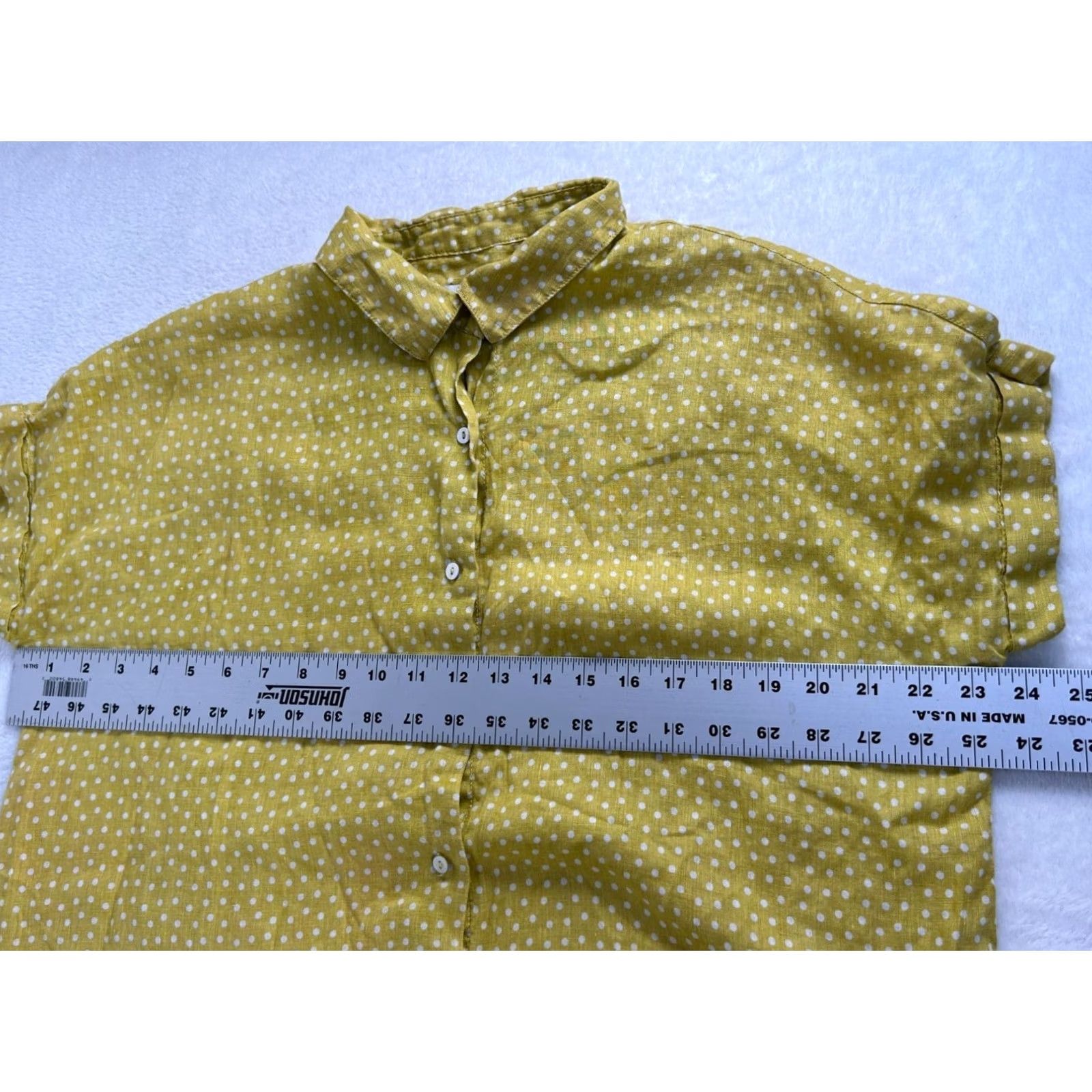 Rachel Zoe Rachel Zoe Womens Yellow White Polka Dot Linen Button-Down Blouse Shirt Small Size S / US 4 / IT 40 - 7 Thumbnail