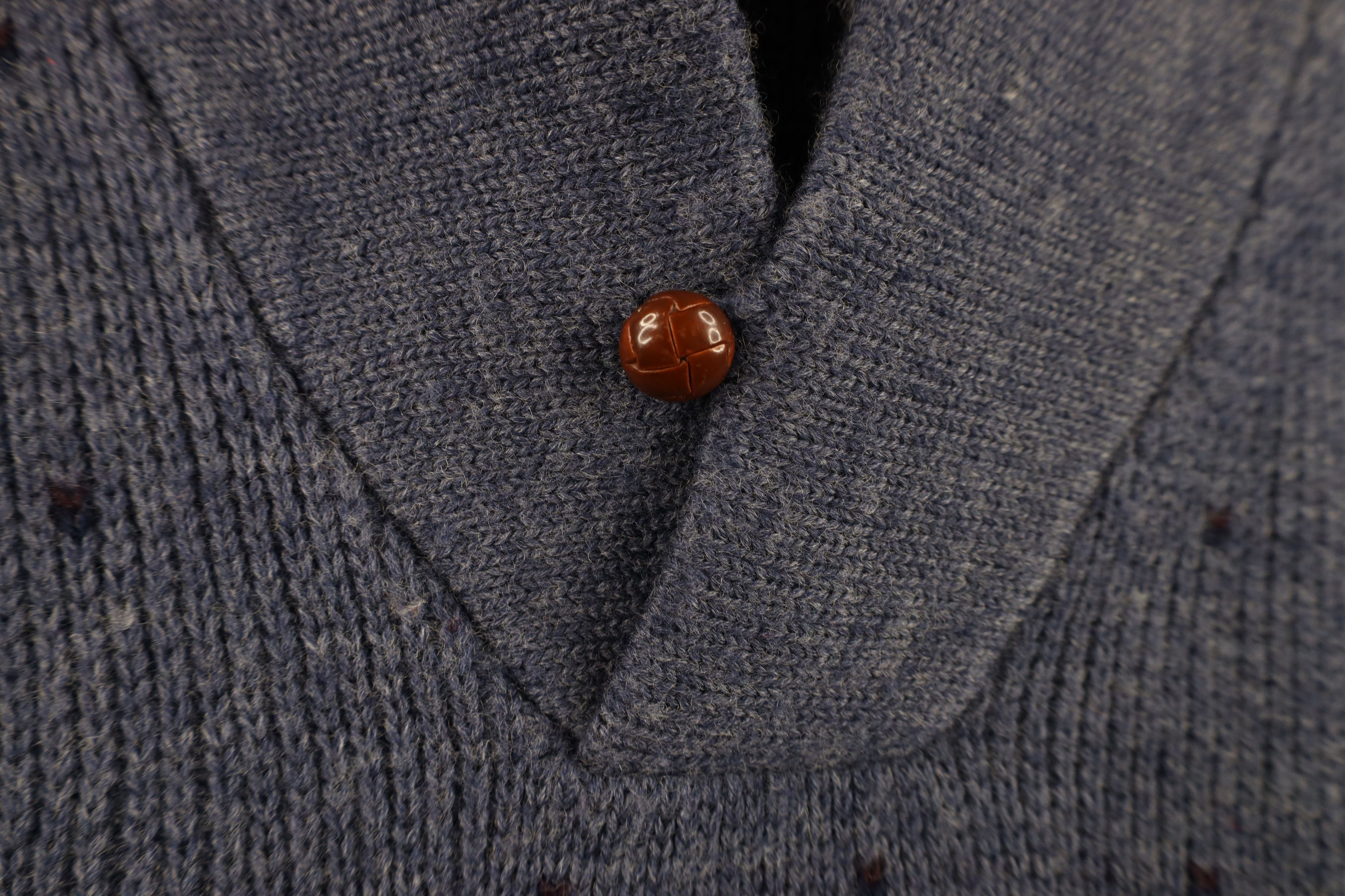 Vintage Vintage 90s Streetwear Wool Ribbed Knit Shawl Sweater Blue Size US M / EU 48-50 / 2 - 4 Thumbnail