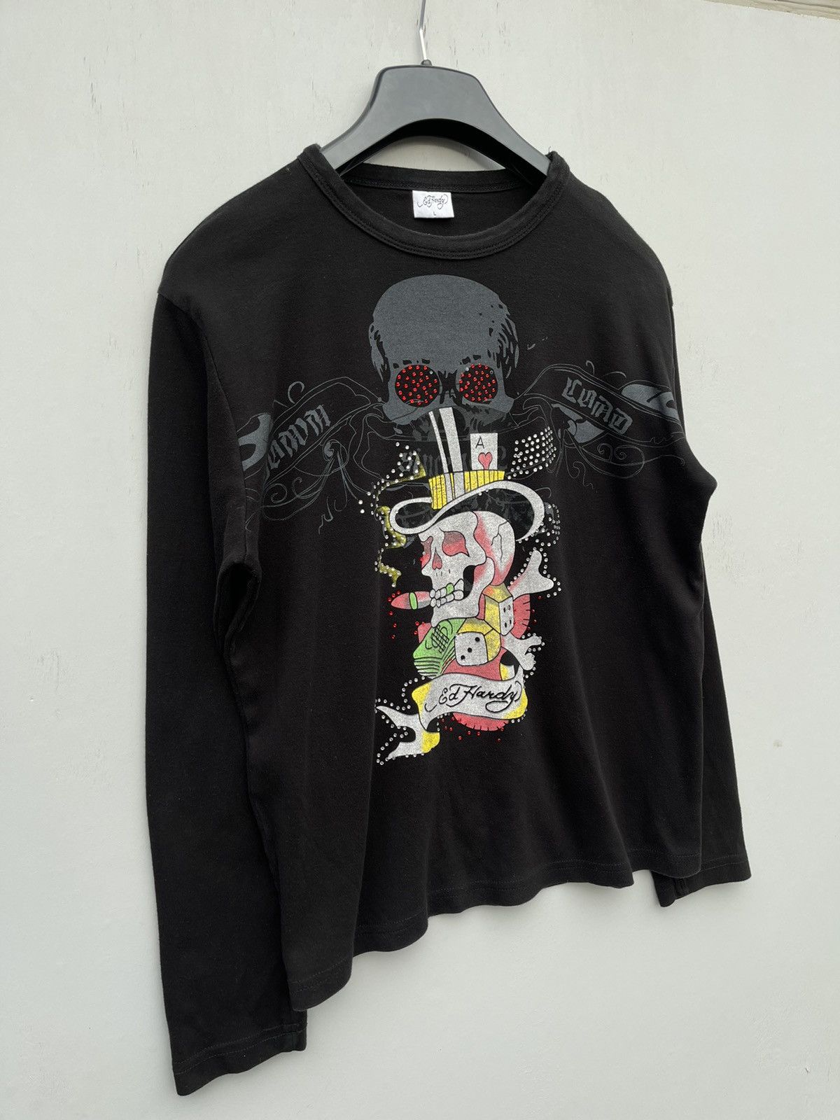 Affliction Ed Hardy Big Print Rhinestones Y2k Street Style Long Sleeve Size US M / EU 48-50 / 2 - 2 Thumbnail
