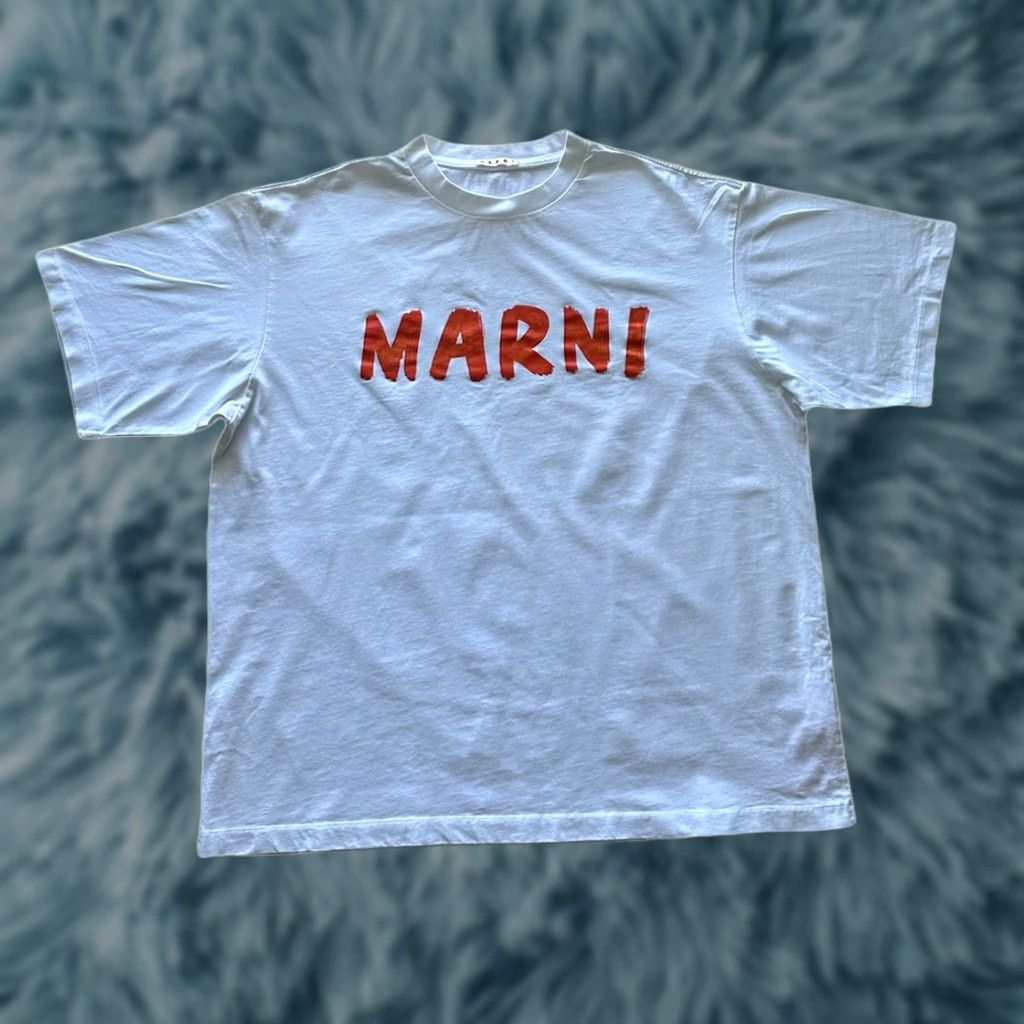 Marni Marni T-Shirt Logo Graphic Print Short Sleeve Crew Neck Cotton White Men Size 44 Regular Rare 2020s Size US XXL / EU 58 / 5 - 1 Thumbnail