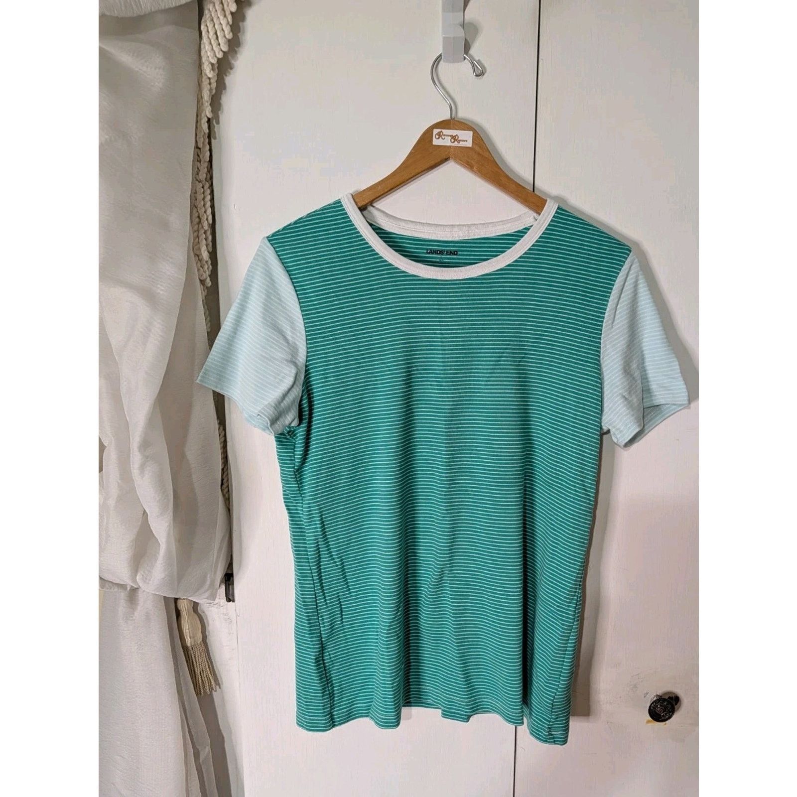 Lands' End Lands End Womens Global Stripe Short Sleeve Tee TShirt Large Size L / US 10 / IT 46 - 1 Thumbnail