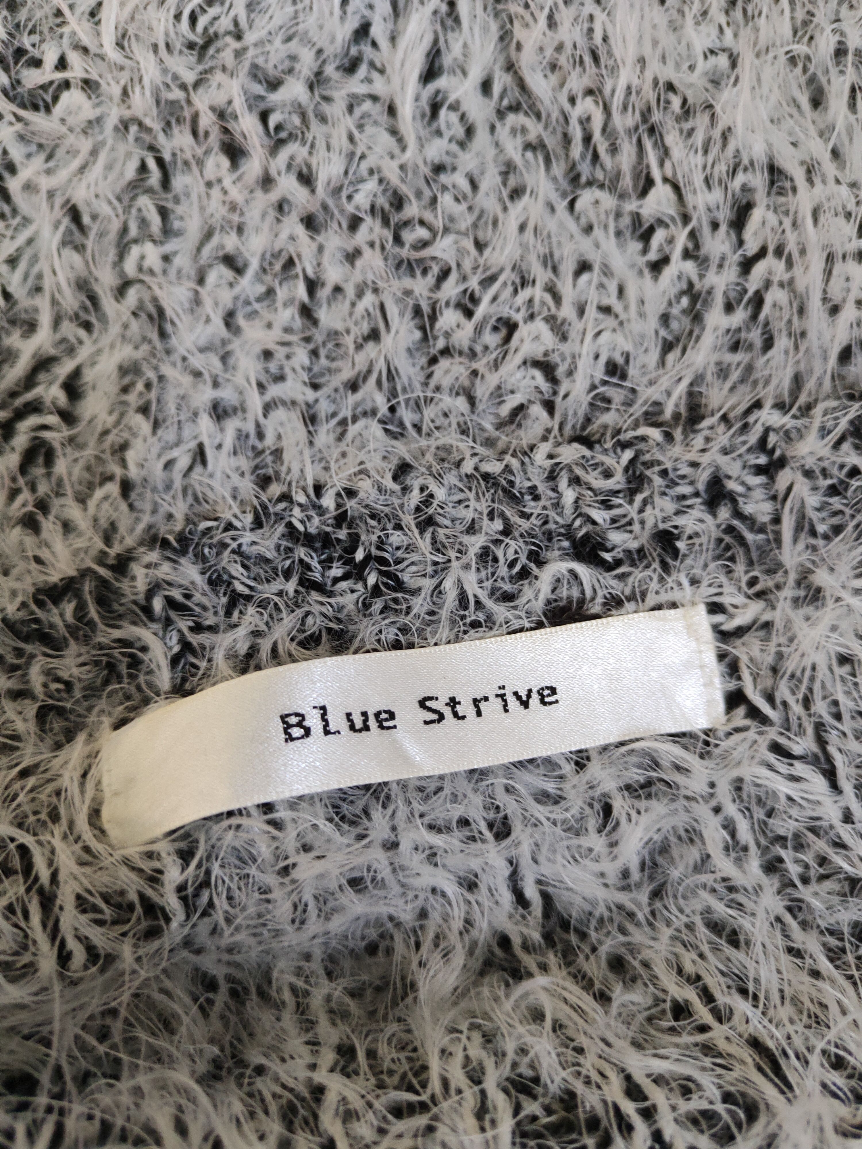 Homespun Knitwear Blue Strive White Shag Shaggy Fur Mohair Knitwear #S1985 Size L / US 10 / IT 46 - 12 Thumbnail