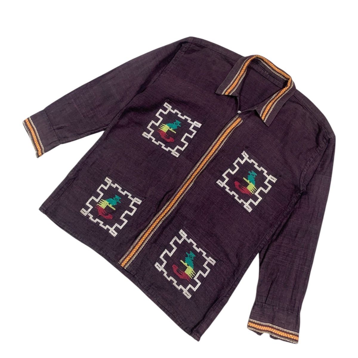 Vintage Vtg Guatemalan Quetzal Bird Aztec Handwoven Shirt Jacket Size US L / EU 52-54 / 3 - 4 Thumbnail