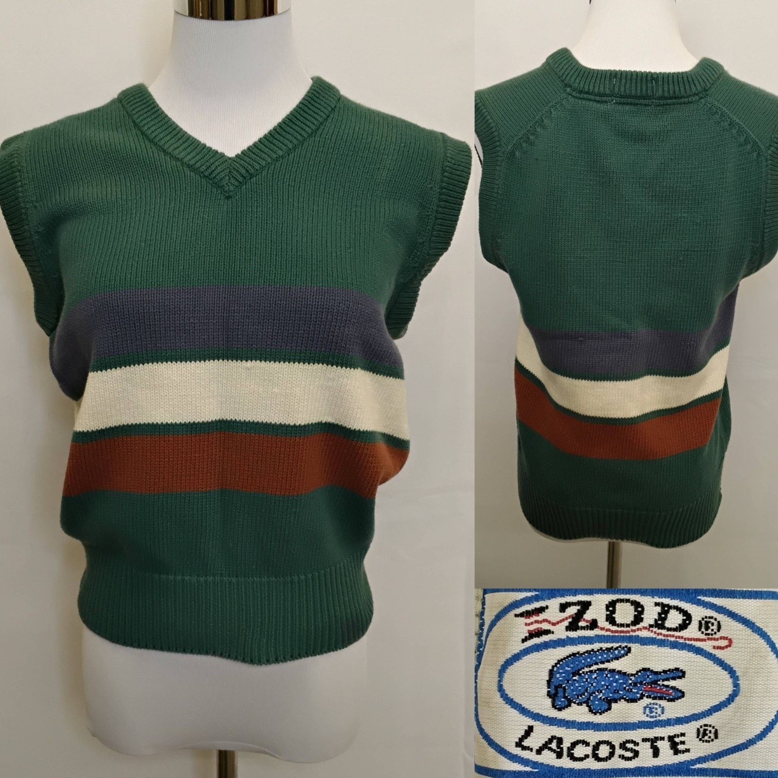 Izod Izod Lacoste Sweater Vest Women's S Green Cotton VTG 80's Size S / US 4 / IT 40 - 1 Thumbnail