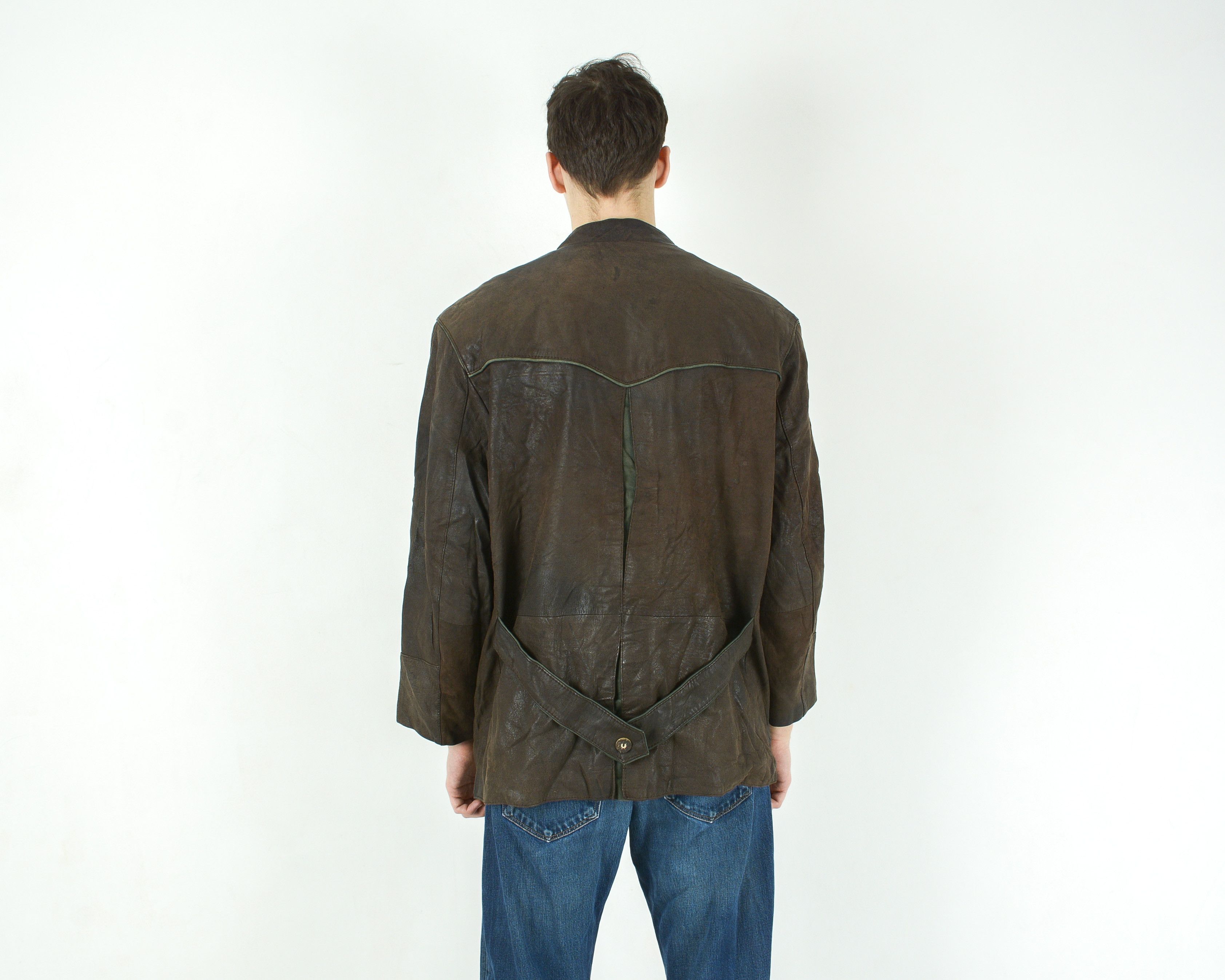 Leather W18 Leather L Trachten Jacket Coat Blazer Oktoberfest Size 44S - 5 Thumbnail