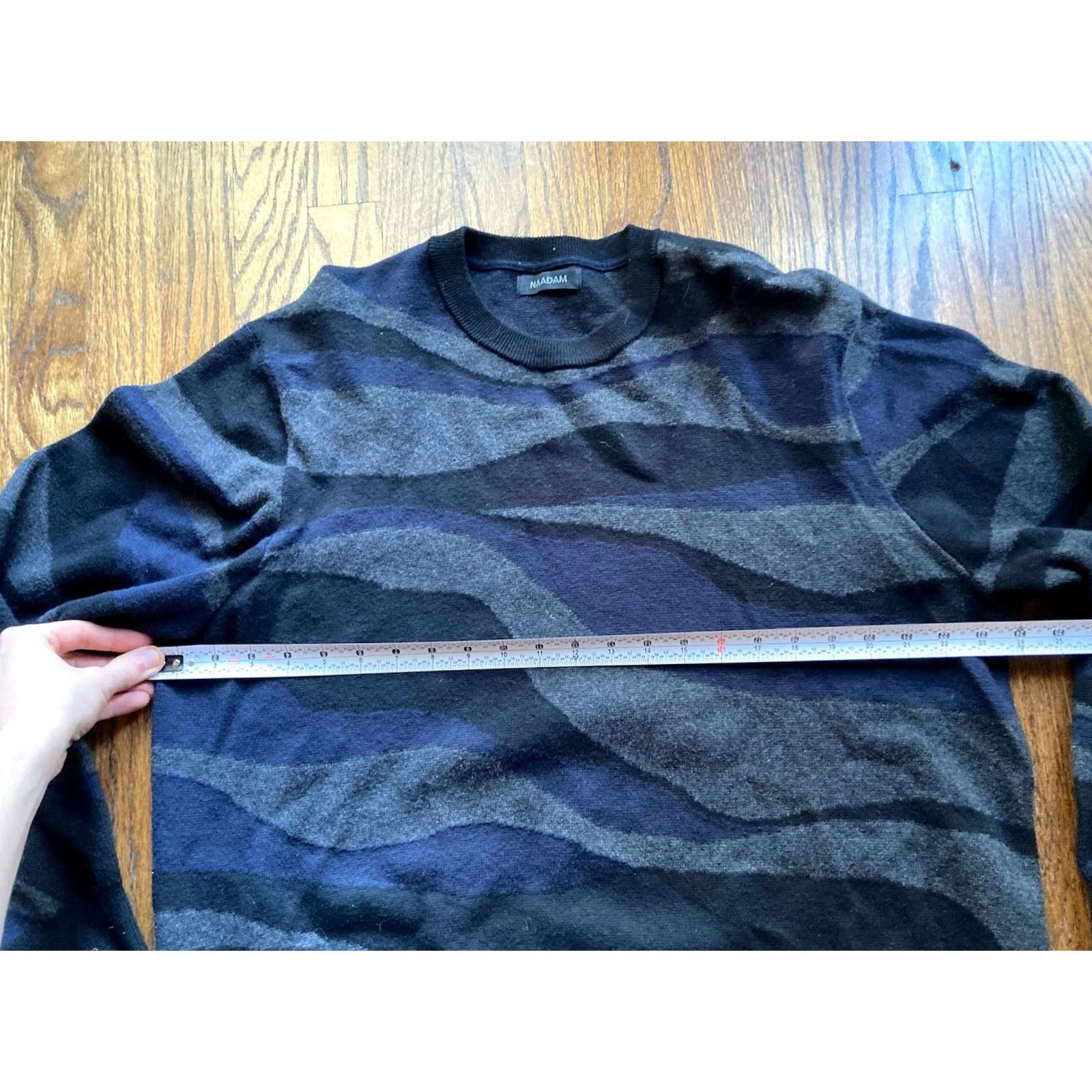 NAADAM NAADAM Sweater Men XL Crewneck Pullover Camouflage Blue Cotton Cashmere Knit Leather? Size US XL / EU 56 / 4 - 6 Thumbnail