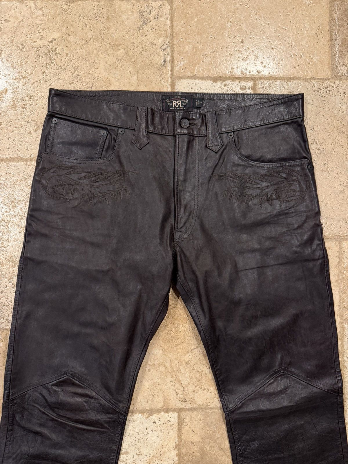 RRL Ralph Lauren Double RRL Ralph Lauren Western Brown Horse Leather Pants Size US 36 / EU 52 - 8 Thumbnail