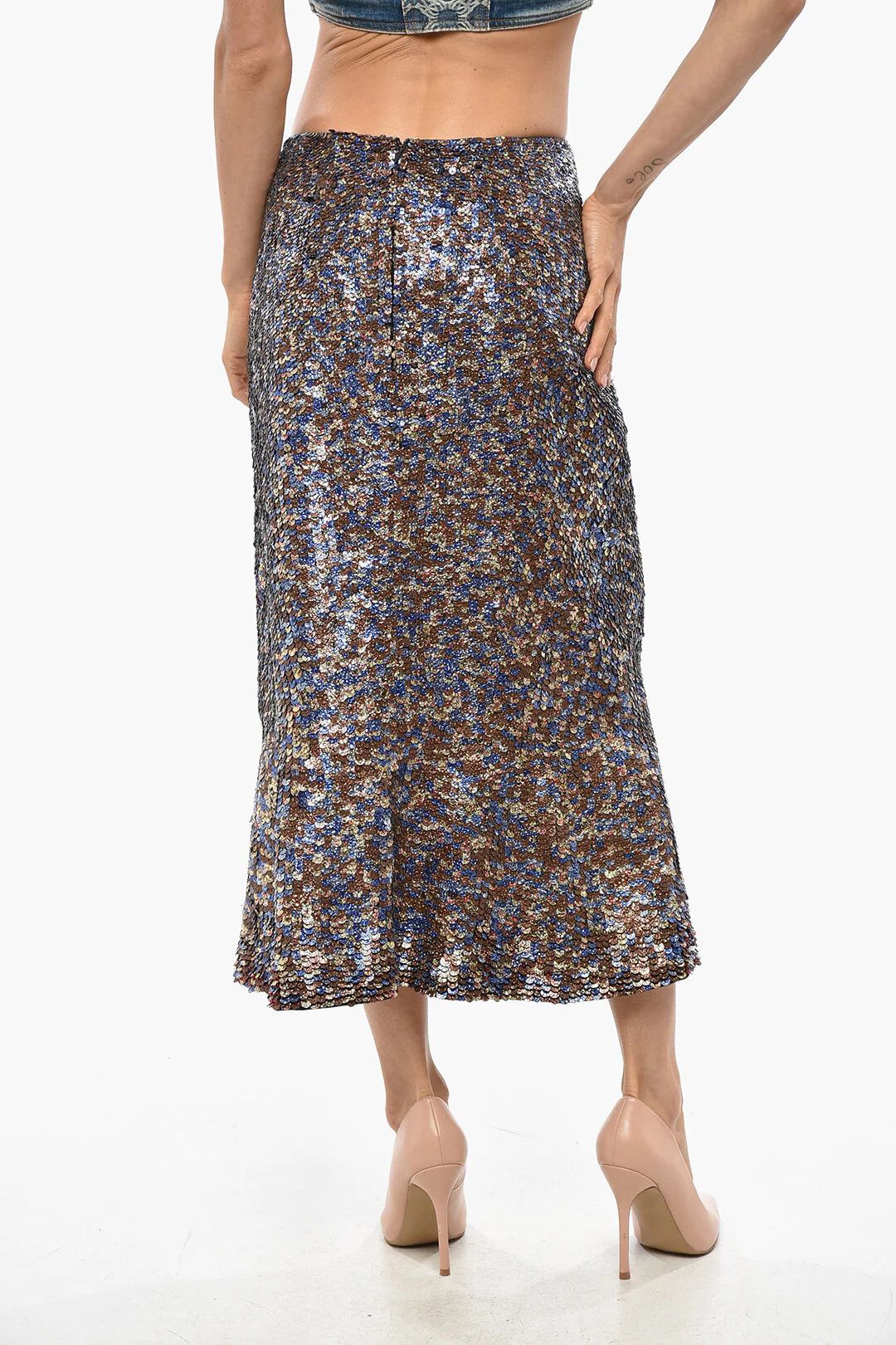 Dries Van Noten og1mm0426 Sequin Midi Skirt in Multicolor Size 27" / US 4 / IT 40 - 3 Thumbnail