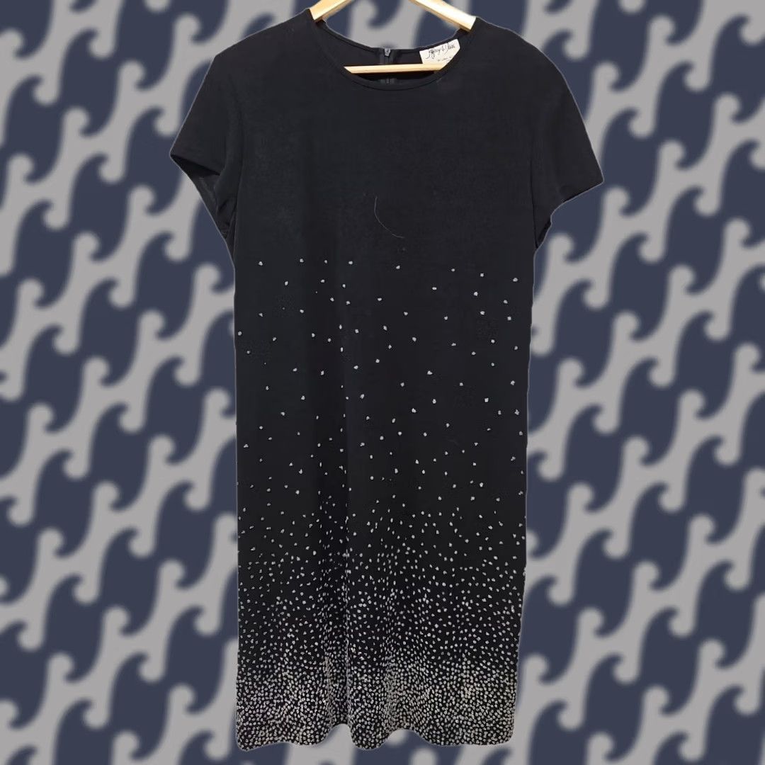 Vintage VINTAGE Jeffrey & Jara Dotted Gradient Black Graphic Sheath Dress Size 14 Made in USA Size XL / US 12-14 / IT 48-50 - 1 Thumbnail