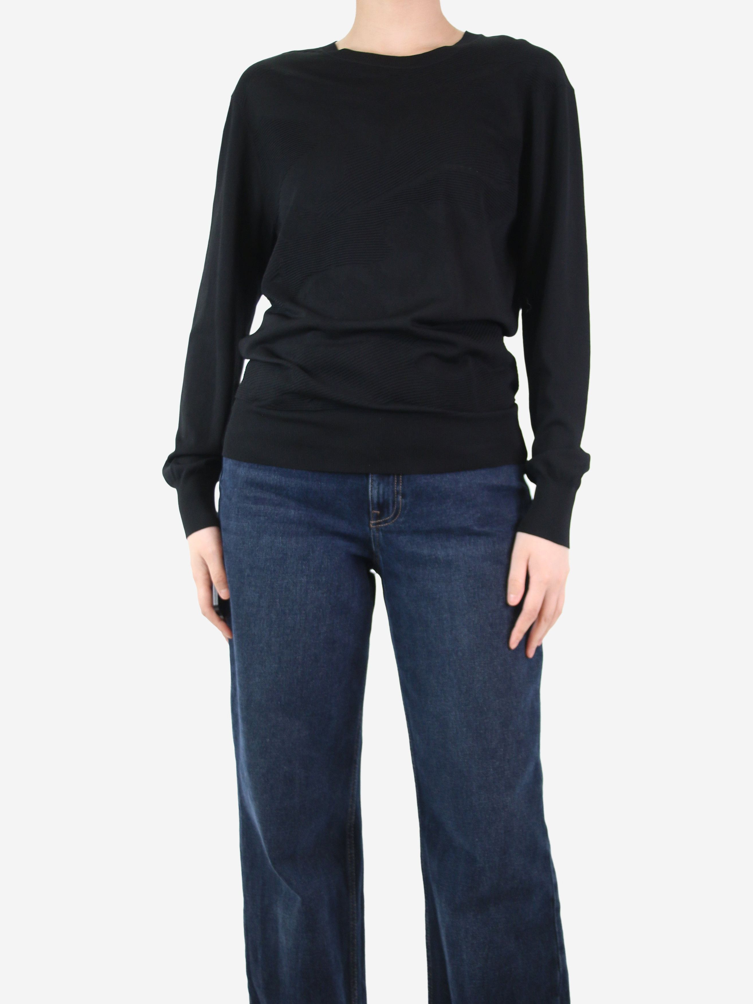 image of Givenchy Black Textured Jumper - Size Uk 8, Women's