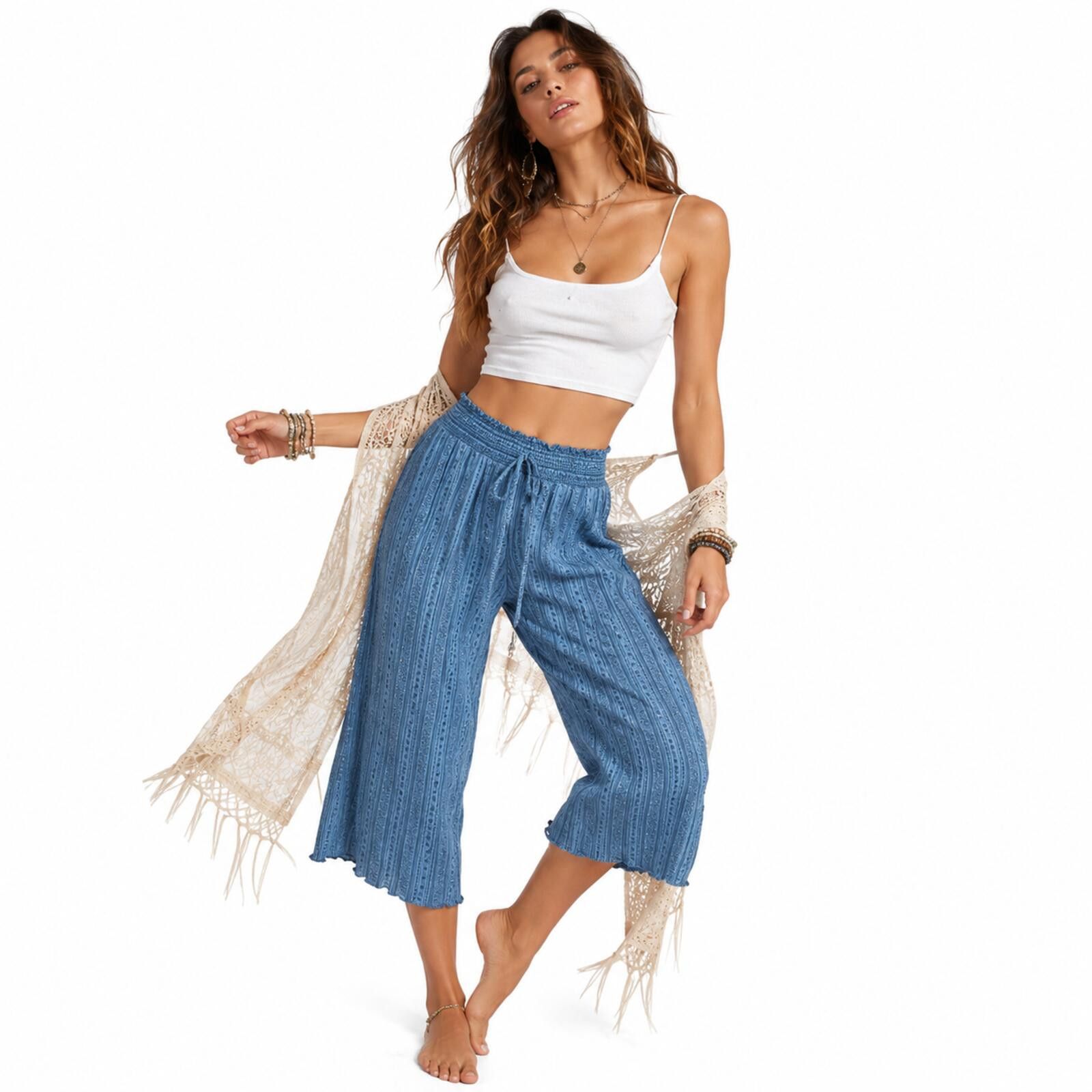 Other Kingston Grey Boho Hippie Wide Leg Cropped Pants. XL. Size 40" / US 18 - 1 Thumbnail