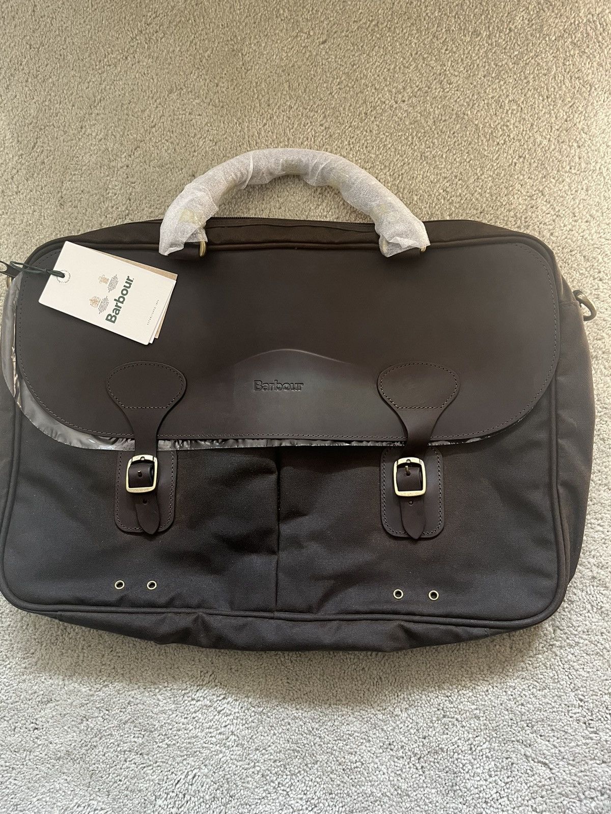 Barbour BARBOUR WAX LEATHER TARRAS BAG w/ Leather trim in Olive Size ONE SIZE - 2 Thumbnail