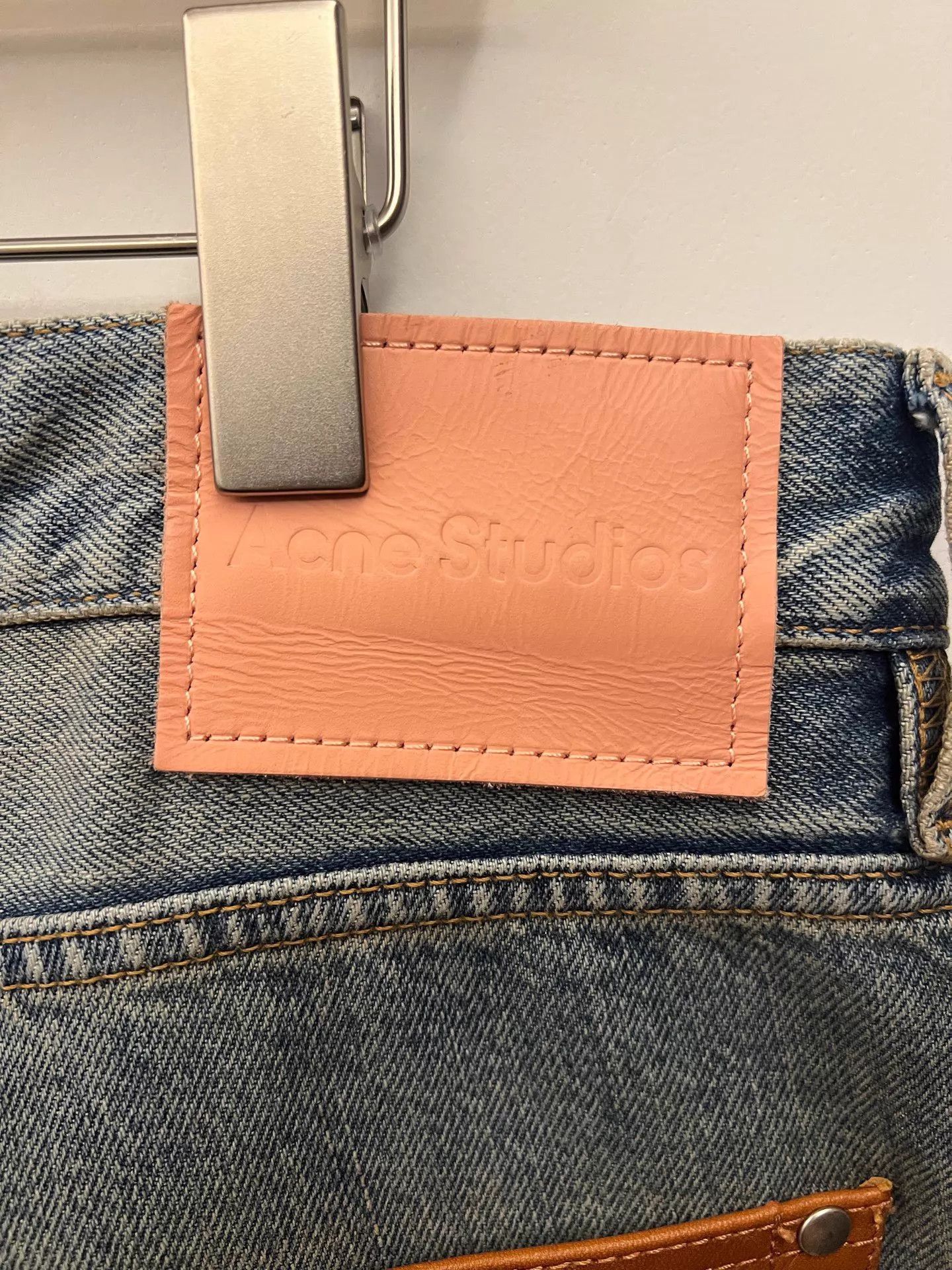 Acne Studios Acne 1981 Retro Distressed Wide Leg Leather Pocket Jeans Size 30" / US 8 / IT 44 - 2 Thumbnail