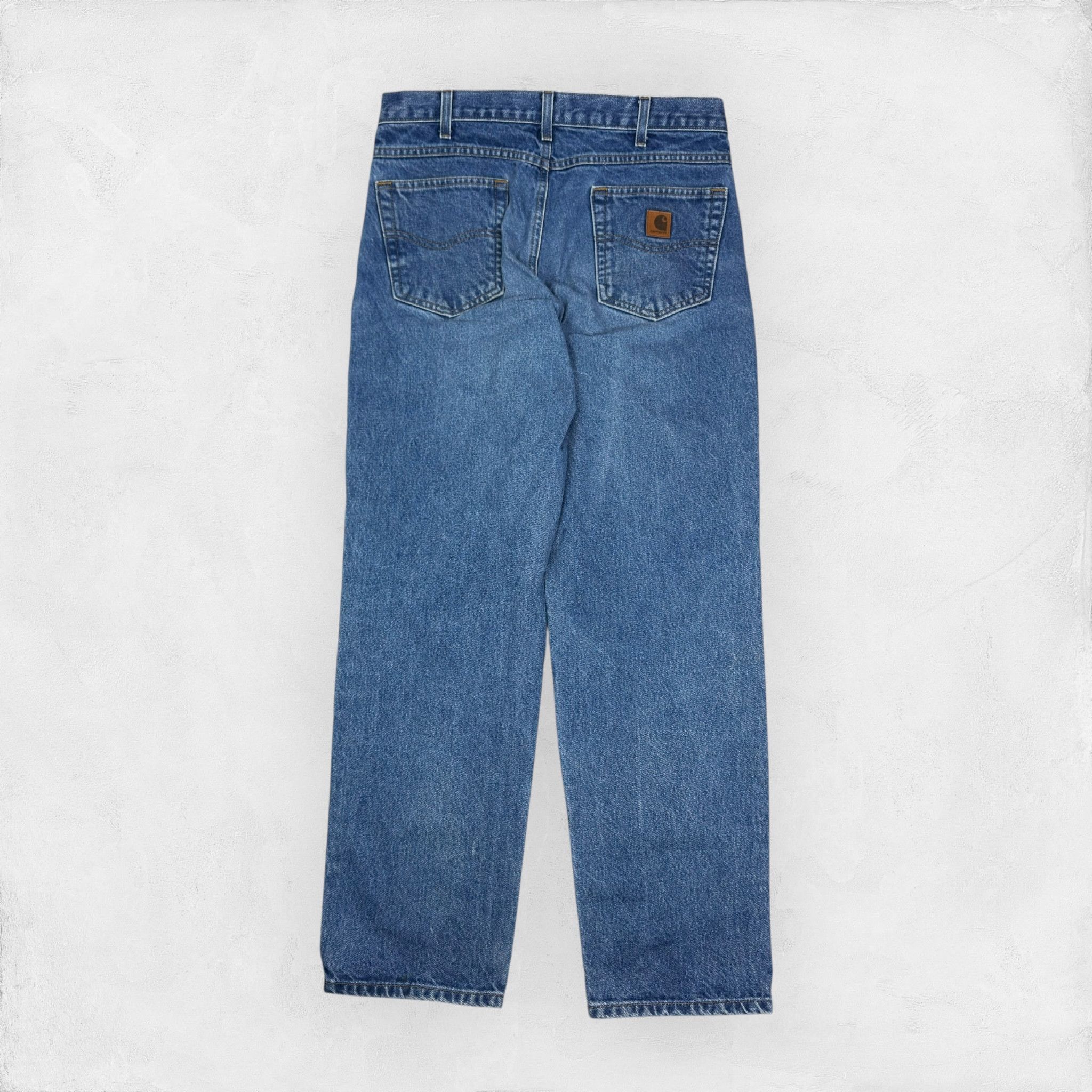 Carhartt Men's Blue Denim Indigo Raw Straight Leg Jeans