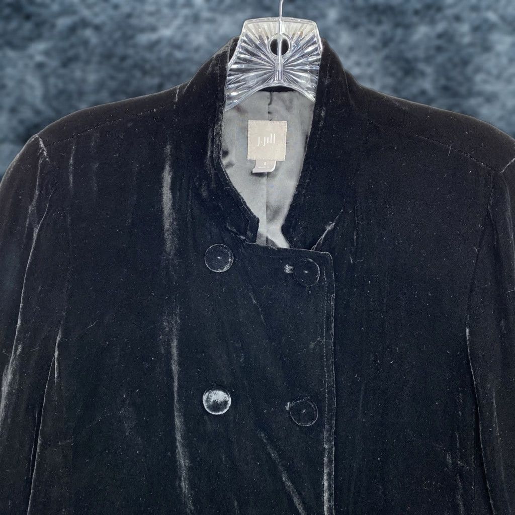 J. Jill J. Jill Crushed Velvet Jacket Sz S Button-Up Double Breasted Blazer Evening Black Velvet Jacket Women S Blazer Jacket Fine Size S / US 4 / IT 40 - 1 Thumbnail