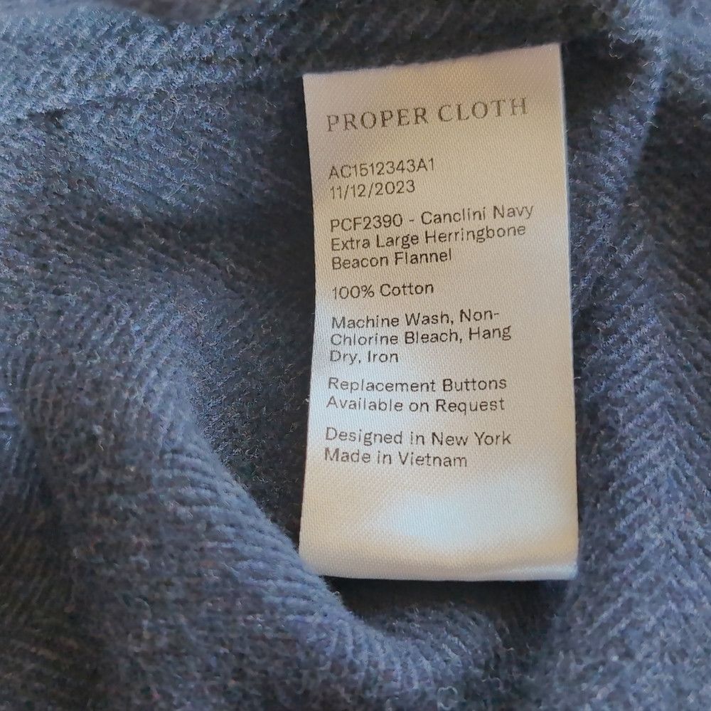 Designer Proper Cloth Canclini XL Navy Extra Large Herringbone Beaco Size US XL / EU 56 / 4 - 6 Thumbnail