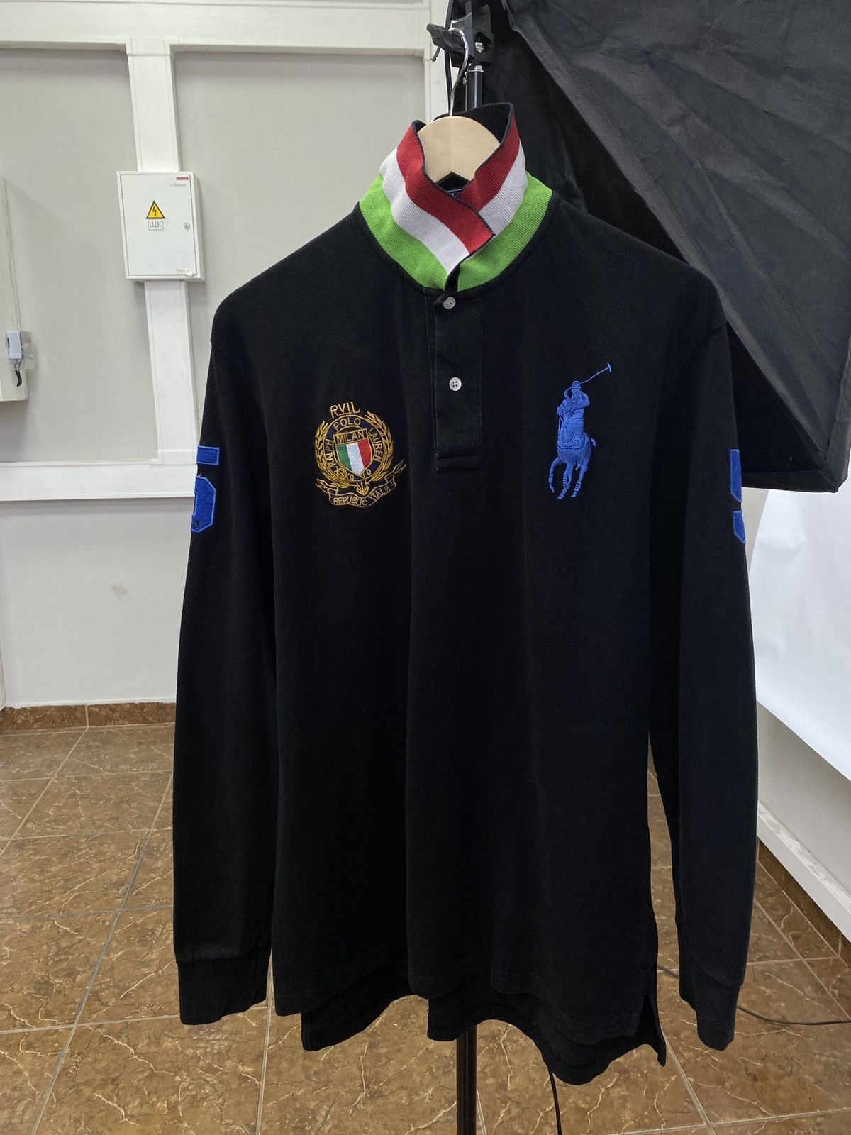 Polo Ralph Lauren 🇮🇹 Vintage 90s Ralph Lauren Milano Italy Polo Long Sleeve Size US XL / EU 56 / 4 - 1 Thumbnail