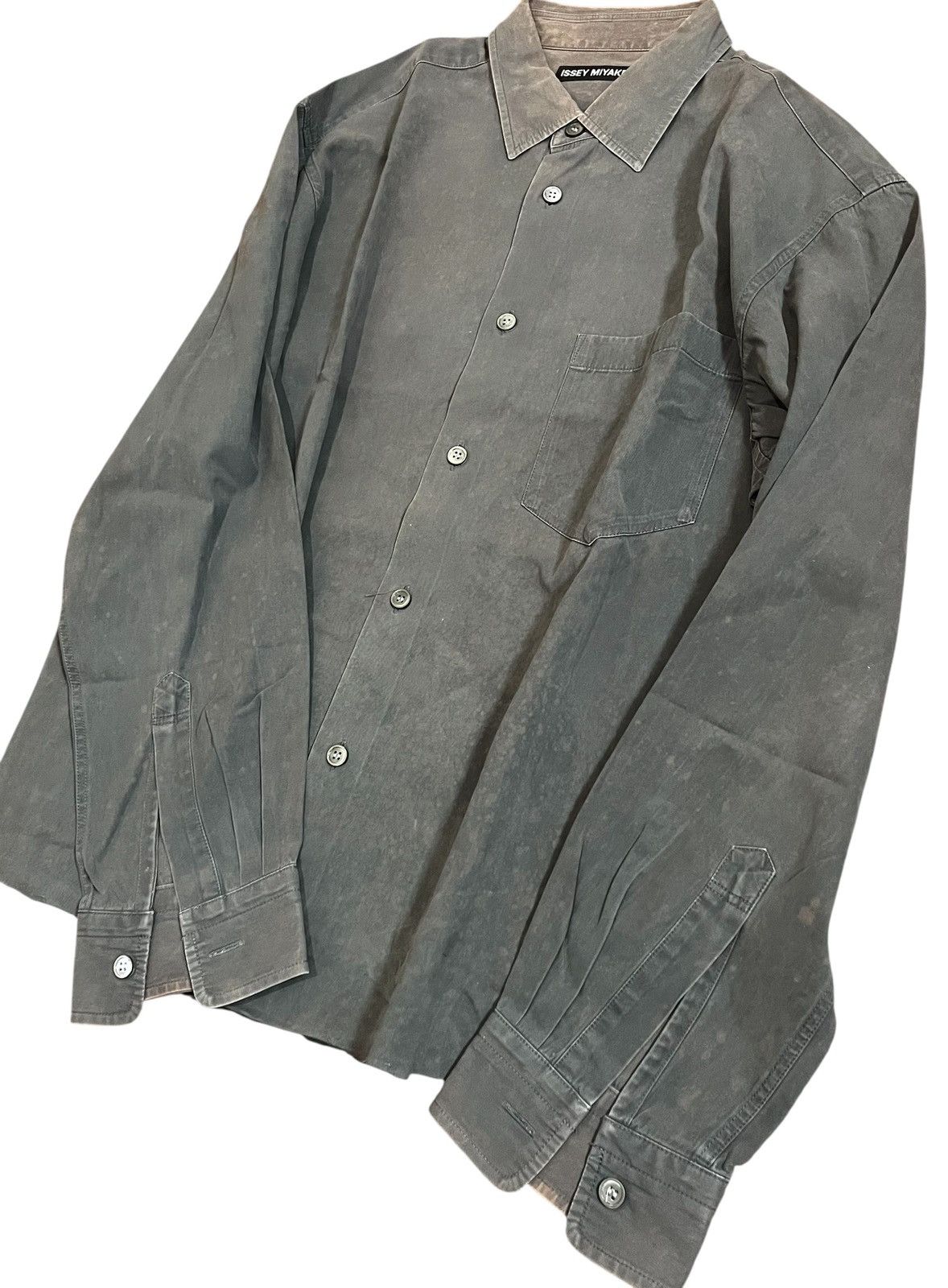 Issey Miyake Vintage issey miyake grey trashed cropped button up shirt Size US L / EU 52-54 / 3 - 2 Thumbnail