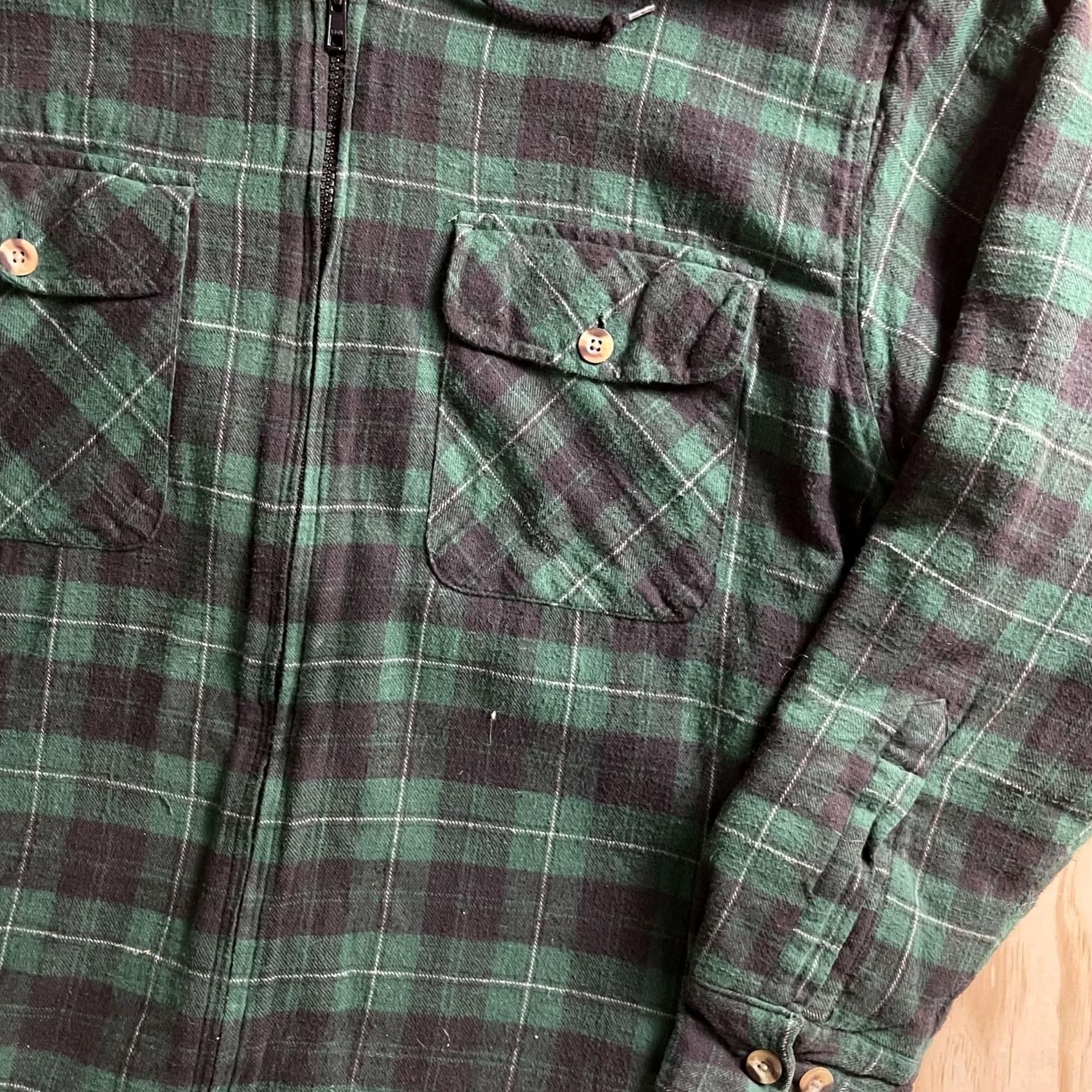 Vintage VINTAGE Ozark Trail Mens M Green Plaid Hooded Parka Flannel Jacket Jacket Size US M / EU 48-50 / 2 - 2 Thumbnail