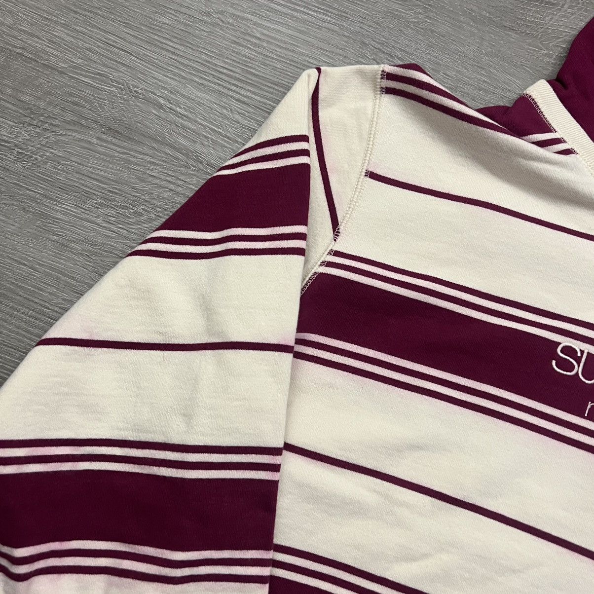 Supreme Supreme Striped Hooded Crewneck FW16 Size US M / EU 48-50 / 2 - 8 Thumbnail