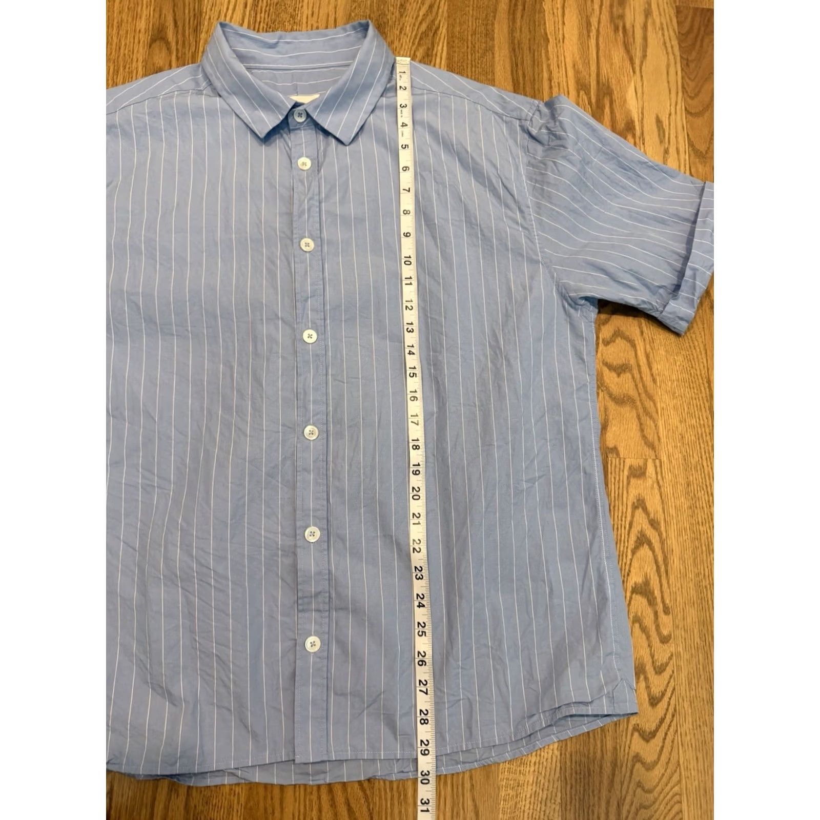 Vintage Octobre Editions Button-Up Cotton Shirt Mens XL Short Sleeve Sezane Stripe Blue Size US XL / EU 56 / 4 - 7 Thumbnail