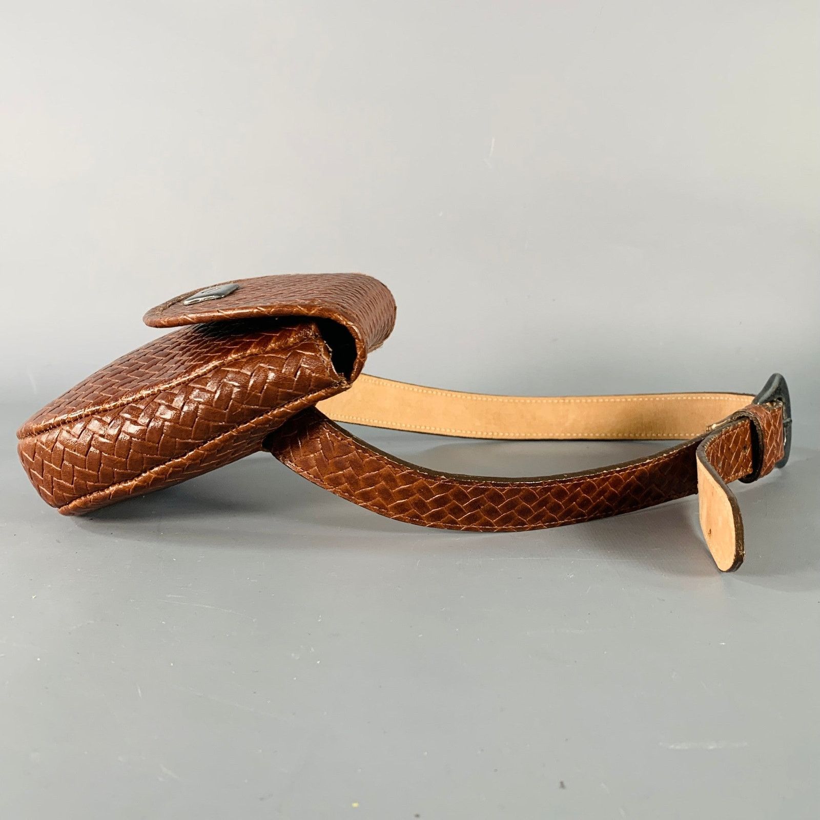Other JENNY AND THE BOYS Size S Brown Woven Leather Belt Bag Size ONE SIZE - 3 Thumbnail