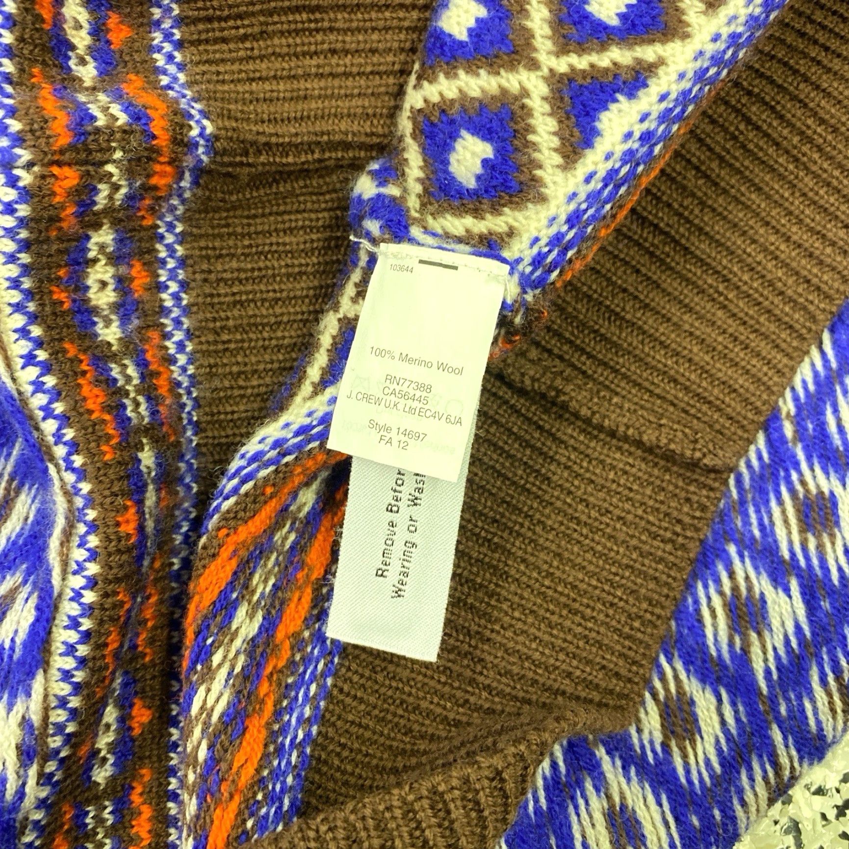 J.Crew J.CREW Womens L Brown Maroon Merino Wool Blend Geometric Pullover Sweater Size L / US 10 / IT 46 - 5 Thumbnail