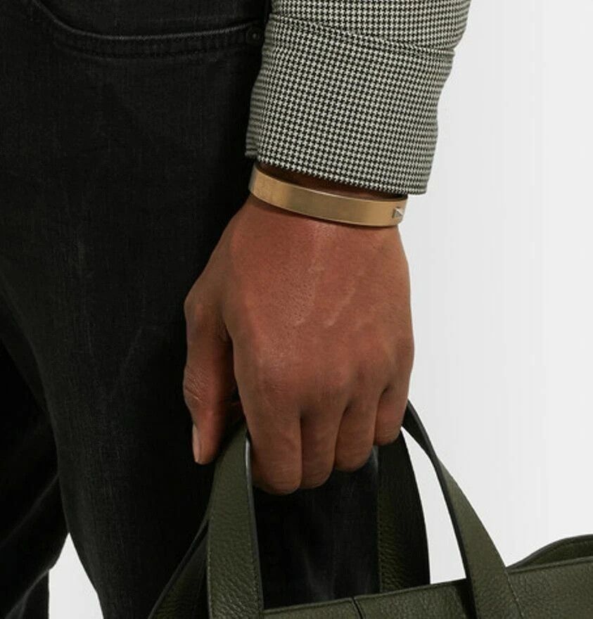 Valentino Gold tone Cuff burnished metallic men rockstud enameled Size ONE SIZE - 3 Thumbnail