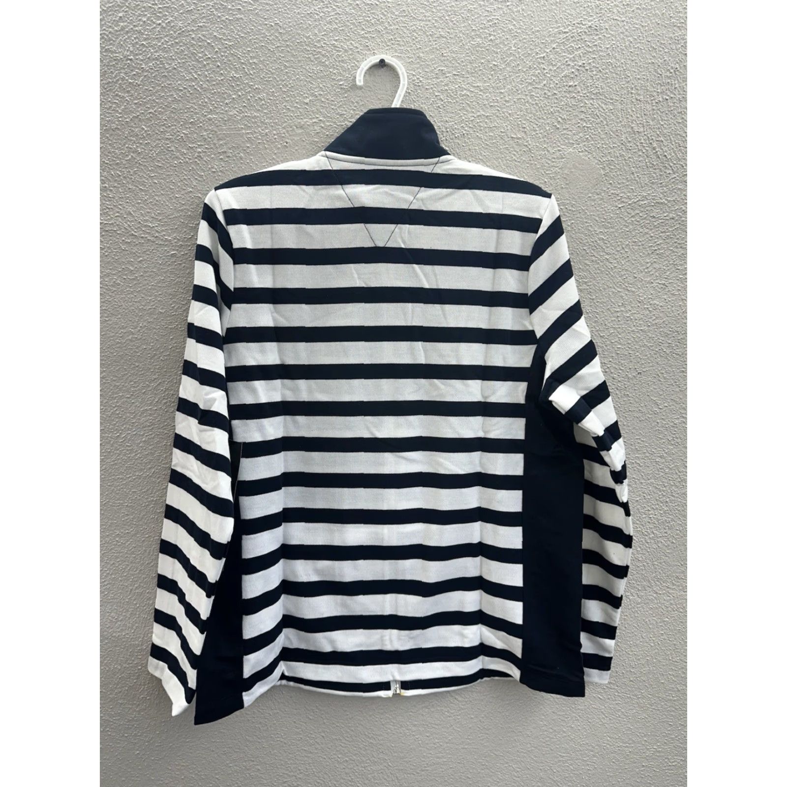 Vintage Onque Casuals Womens Jacket L Navy Striped Long Sleeve Full Zip NWTs Size L / US 10 / IT 46 - 6 Thumbnail