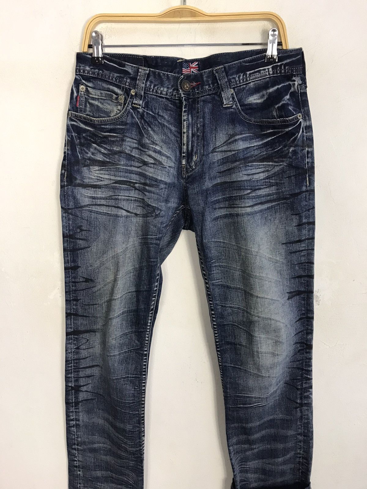 Japanese Brand Hype 90s Lyric Whisker Indigo Denim Straight Cut Size US 33 - 3 Thumbnail