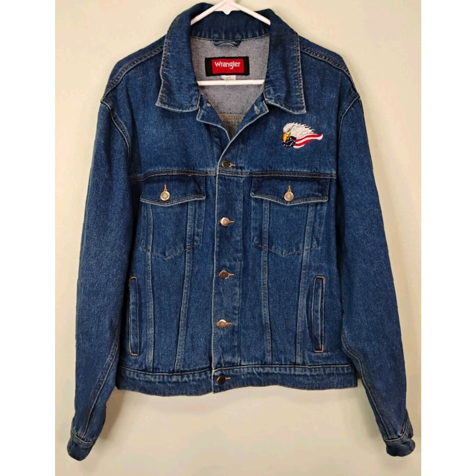 Wrangler VINTAGE Wrangler Denim Jacket Large 90s Cowboy Western Bomber Jacket Blue Embroidered Pockets Mens Size US L / EU 52-54 / 3 - 3 Thumbnail