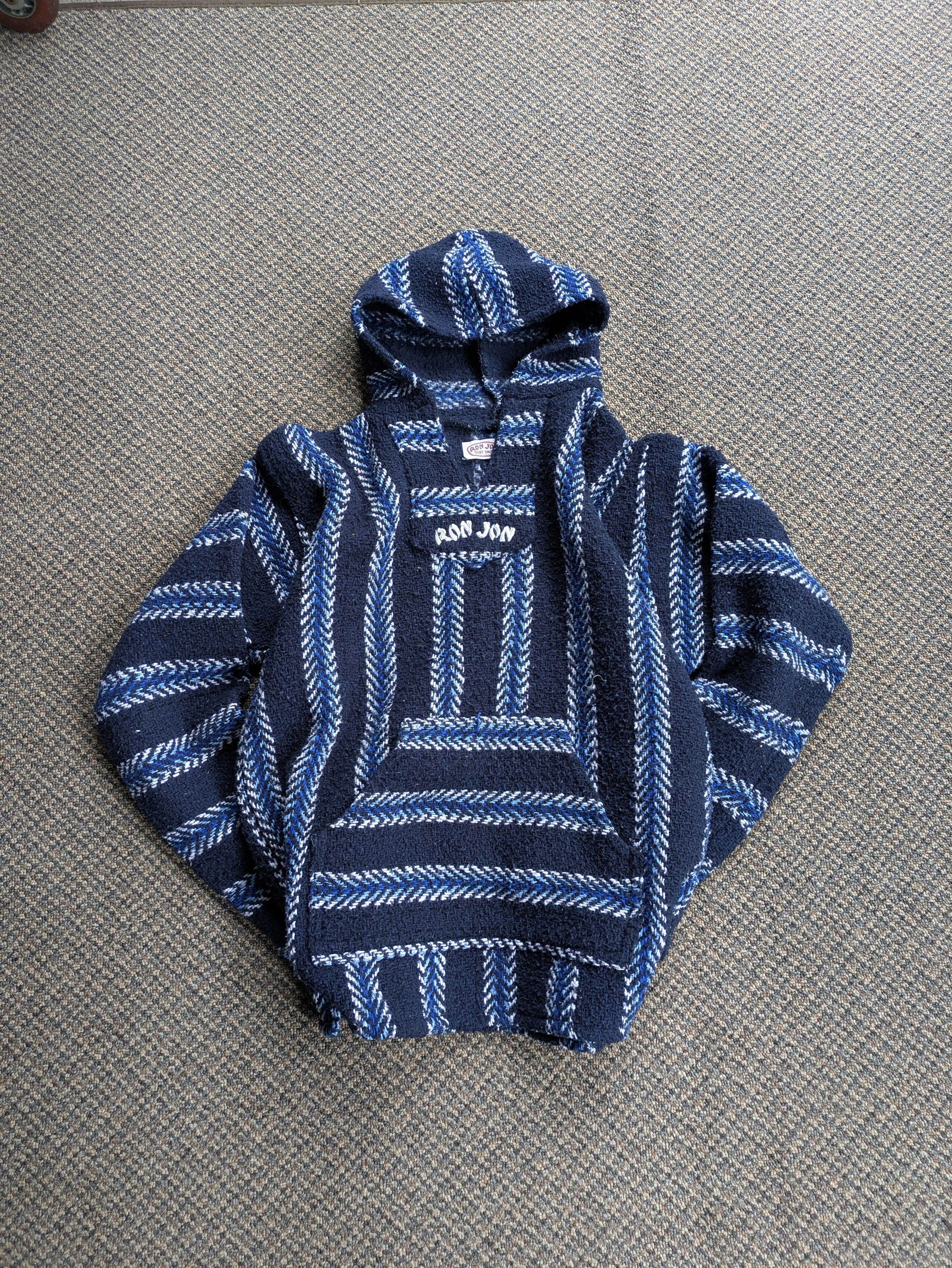 Ron Jon Surf Shop × Vintage Vintage 90s Ron Jon Striped Baja Drug Rug Stoner Hoodie Size US M / EU 48-50 / 2 - 1 Thumbnail