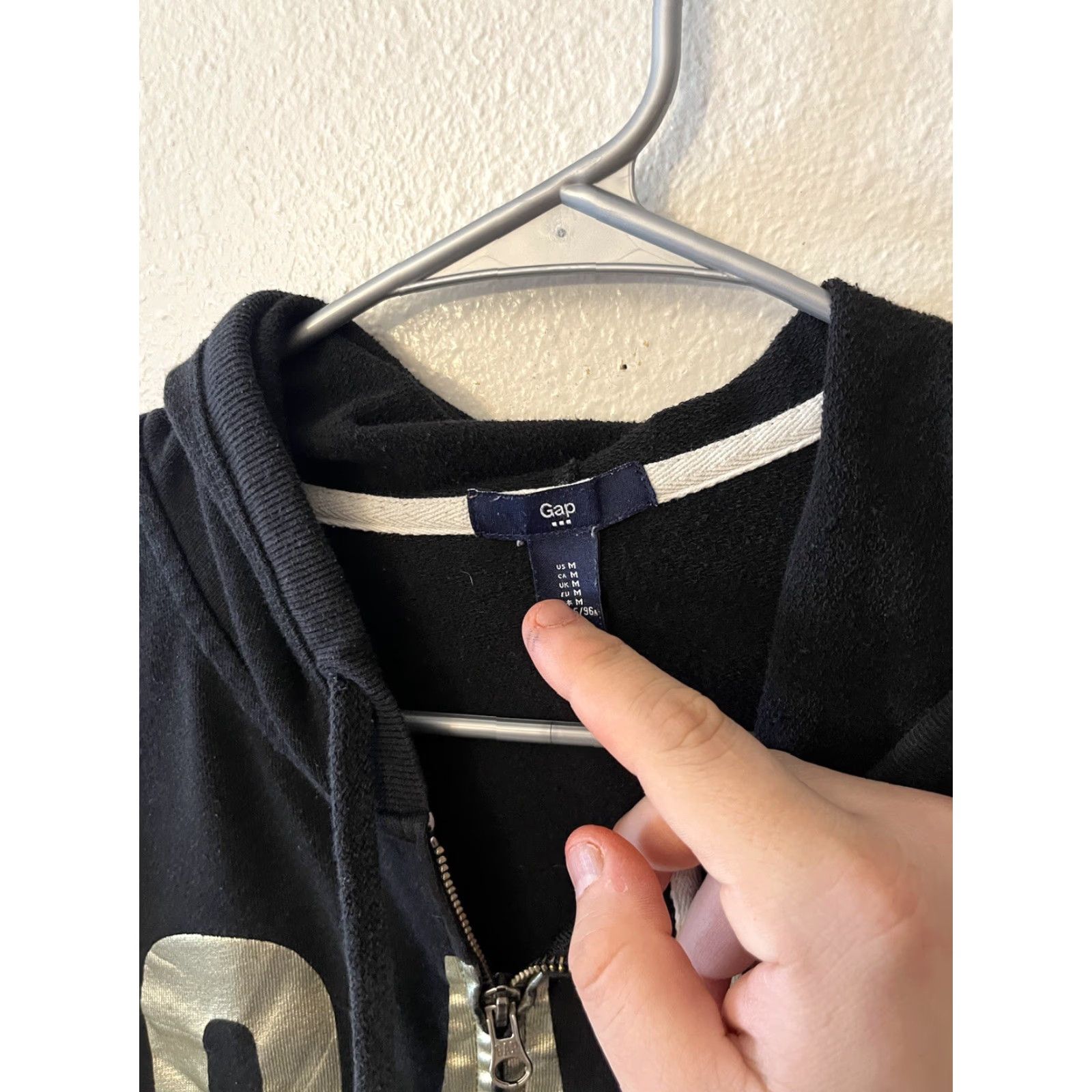 Gap GAP Womens M Black Gold Logo Stars Hoodie Full Zip Long Sleeve Sweatshirt Size M / US 6-8 / IT 42-44 - 3 Thumbnail