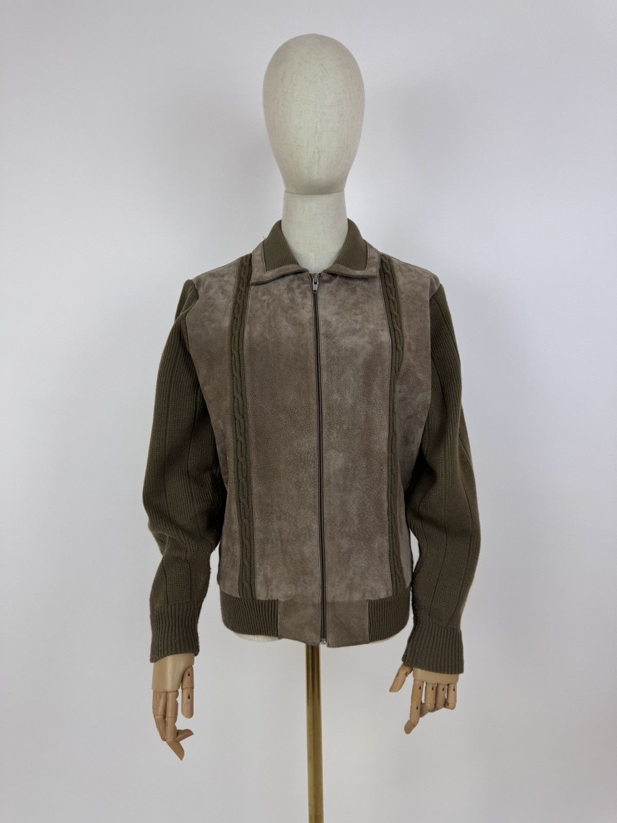 Vintage C&A Vintage Leather Cardigan Knit Retro Jacket Size 12 Size M / US 6-8 / IT 42-44 - 1 Thumbnail
