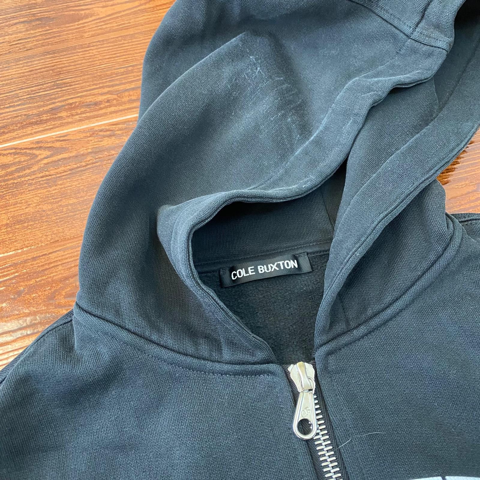 Cole Buxton Washed Black Sportswear Arc Logo Oversized Zip Hoodie Size US M / EU 48-50 / 2 - 6 Thumbnail