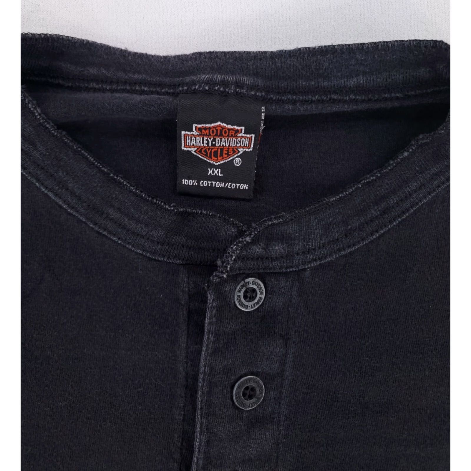 Harley Davidson Harley-Davidson Henley T Shirt Long Sleeve Black Made USA Chicago Mens XXL Size US XXL / EU 58 / 5 - 3 Thumbnail