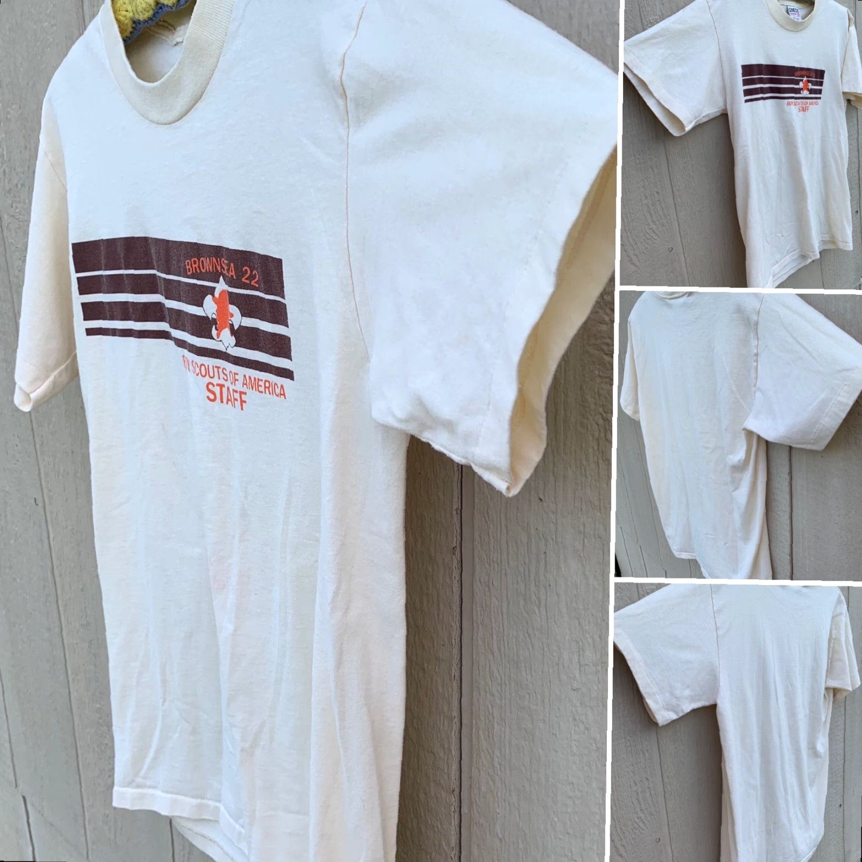 Vintage VINTAGE BROWNSEA 22 Boy Scouts of America Staff t-shirt L Men's Ivory Graphic Tee Short Sleeve 50/50 Made in USA Size US L / EU 52-54 / 3 - 2 Thumbnail
