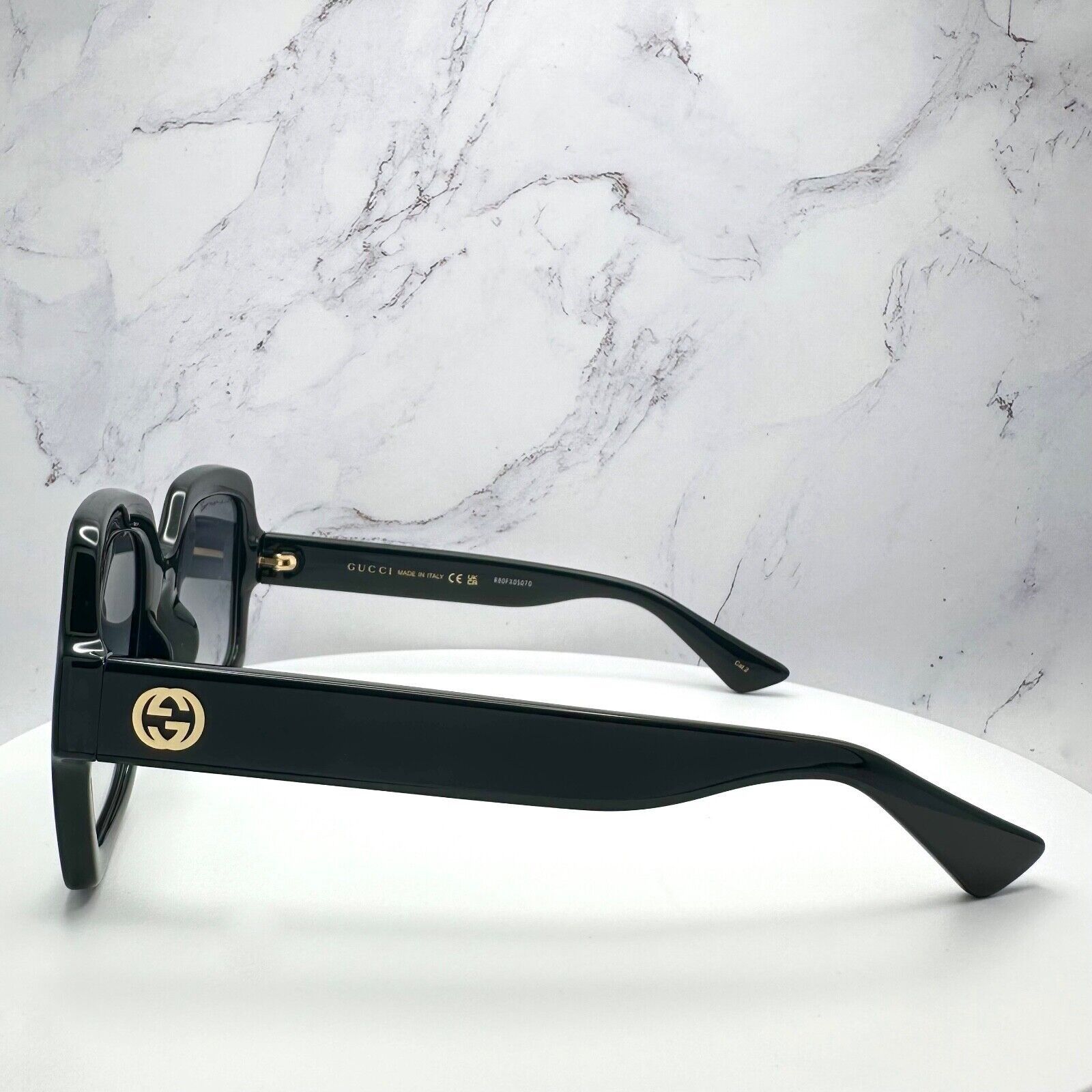 Gucci Gucci Sunglasses Black Square Womens Gold GG Logo Oversized Size ONE SIZE - 9 Thumbnail