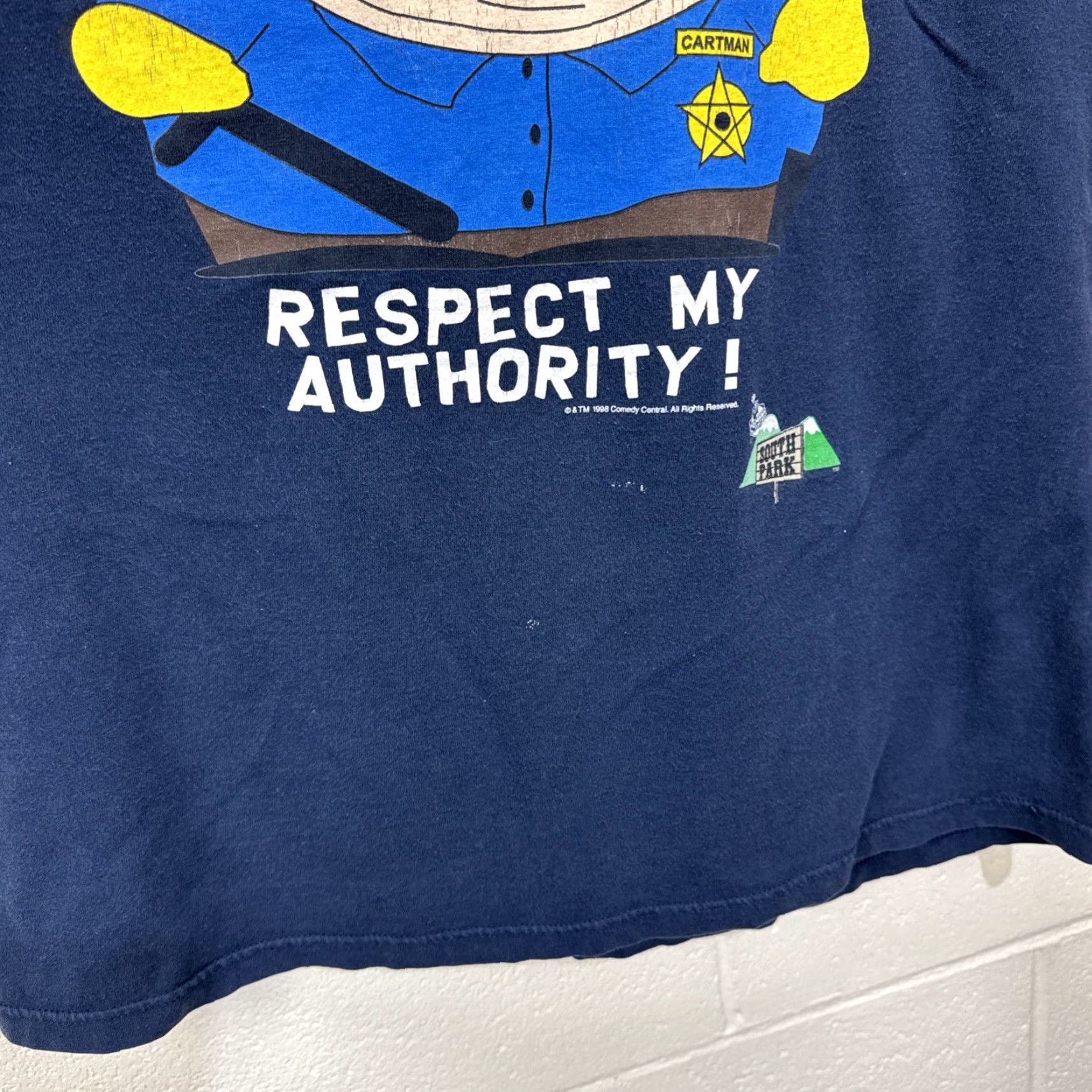 Tultex VINTAGE 90s South Park Cartman T-Shirt Tultex Men's XL Blue Graphic Print "Respect My Authority" Size US XL / EU 56 / 4 - 7 Thumbnail