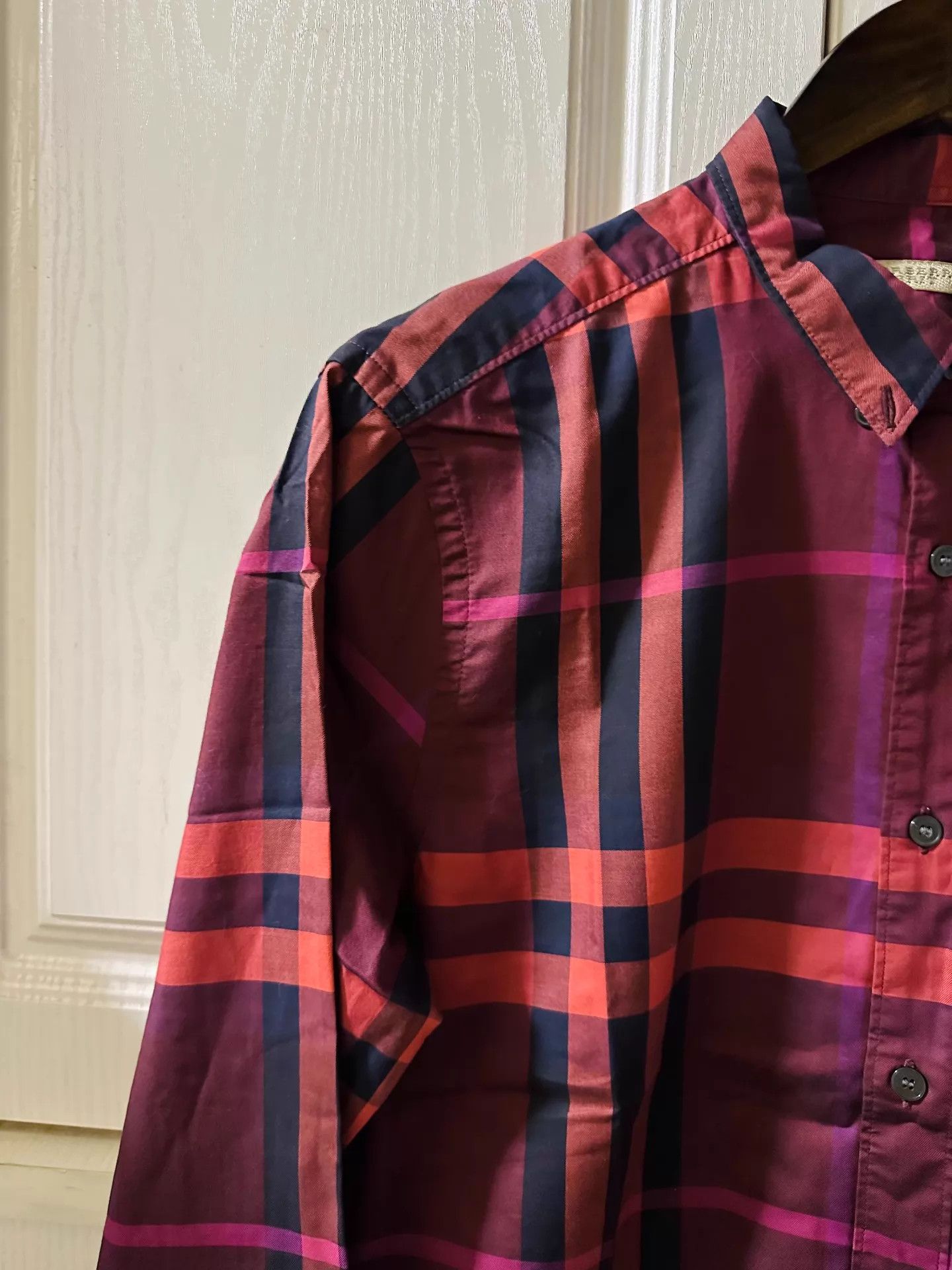 Burberry BURBERRY Men's Red Black Purple Tartan Shirt M 98 New Size US M / EU 48-50 / 2 - 4 Thumbnail